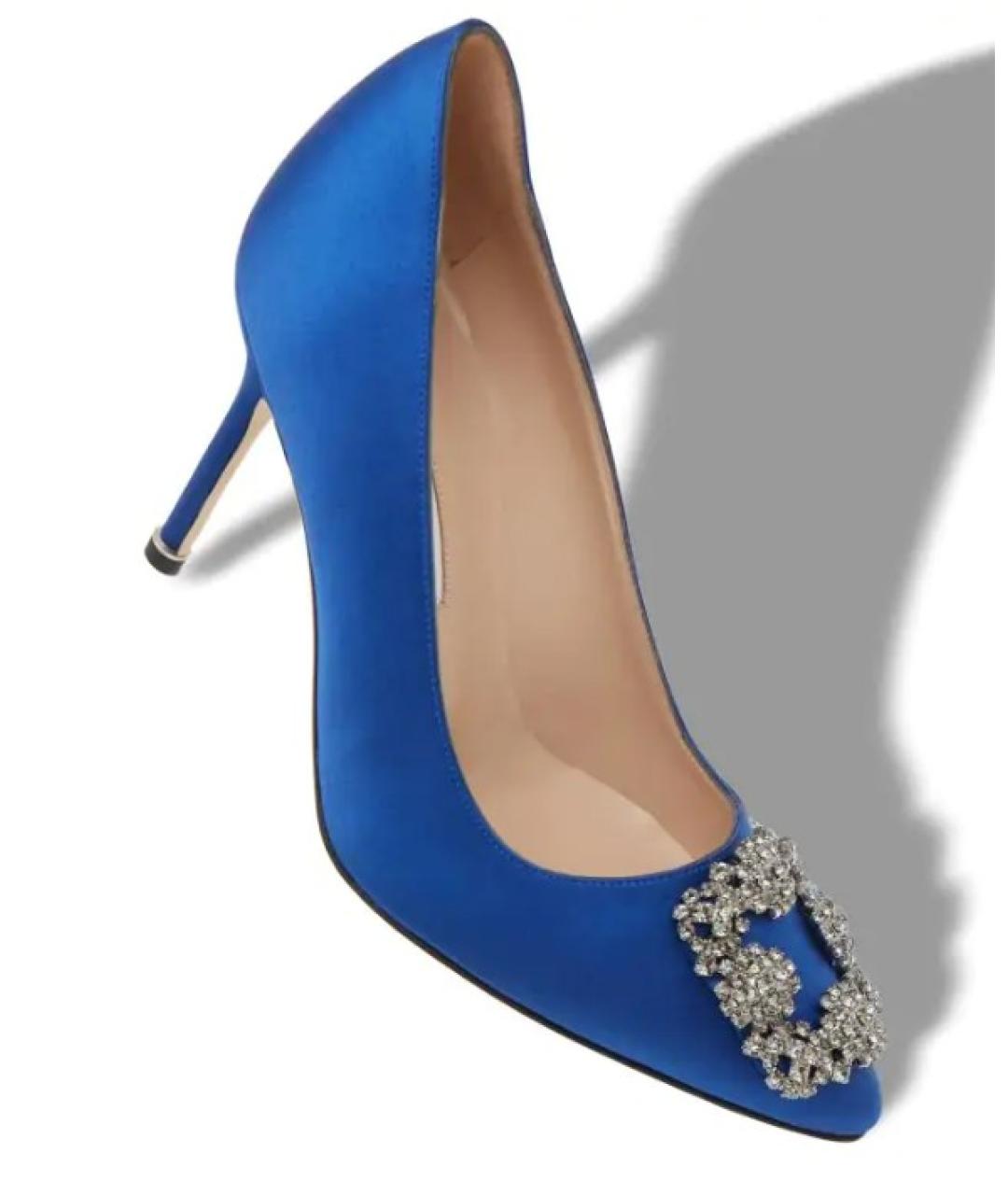 MANOLO BLAHNIK Синие текстильные туфли, фото 3