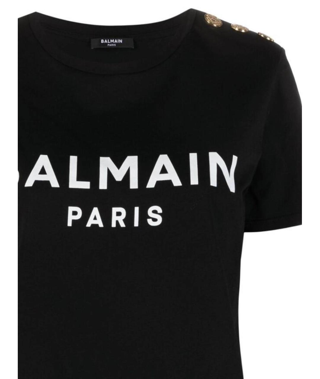 BALMAIN Черная хлопковая футболка, фото 2