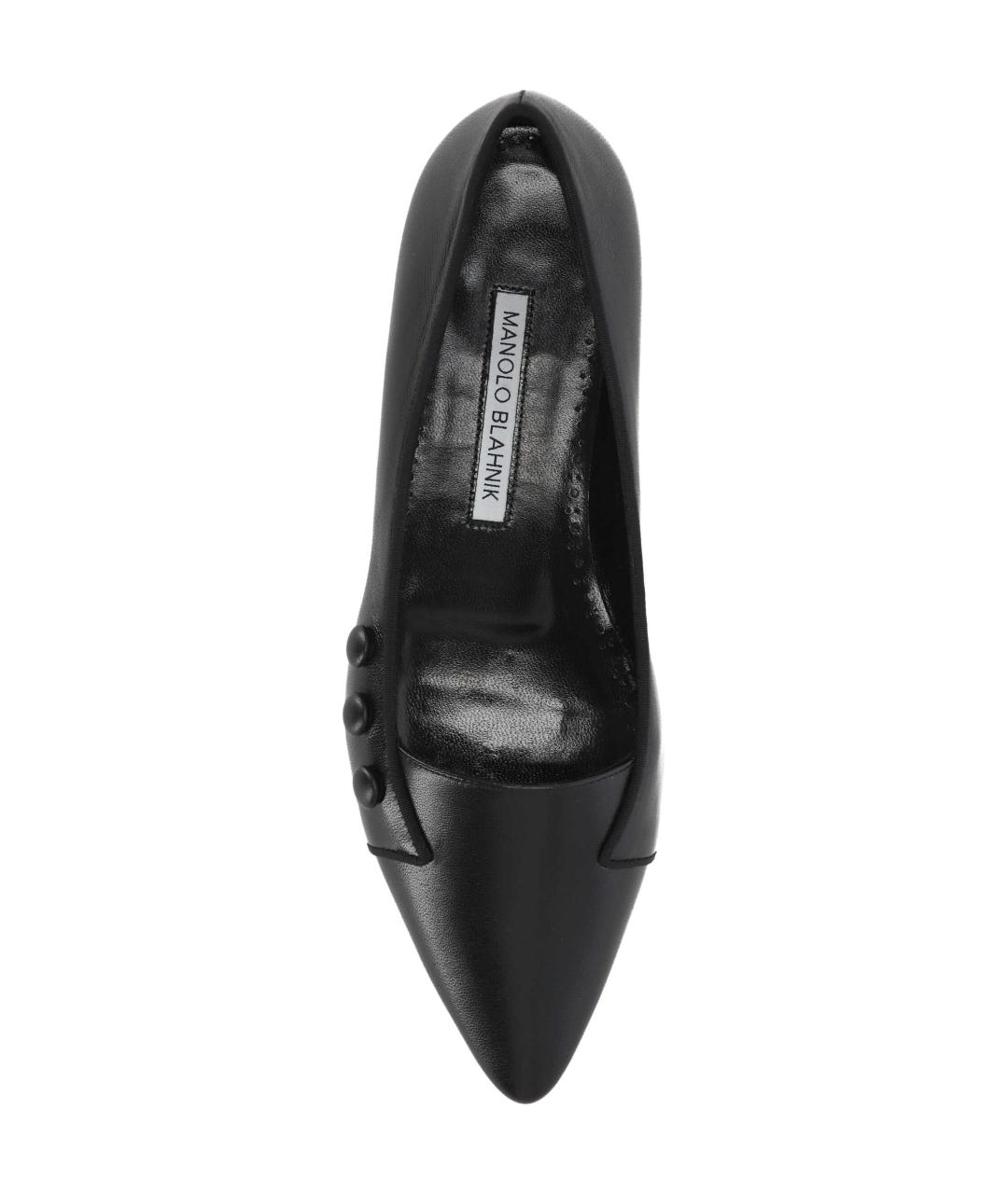 MANOLO BLAHNIK Черные кожаные балетки, фото 4