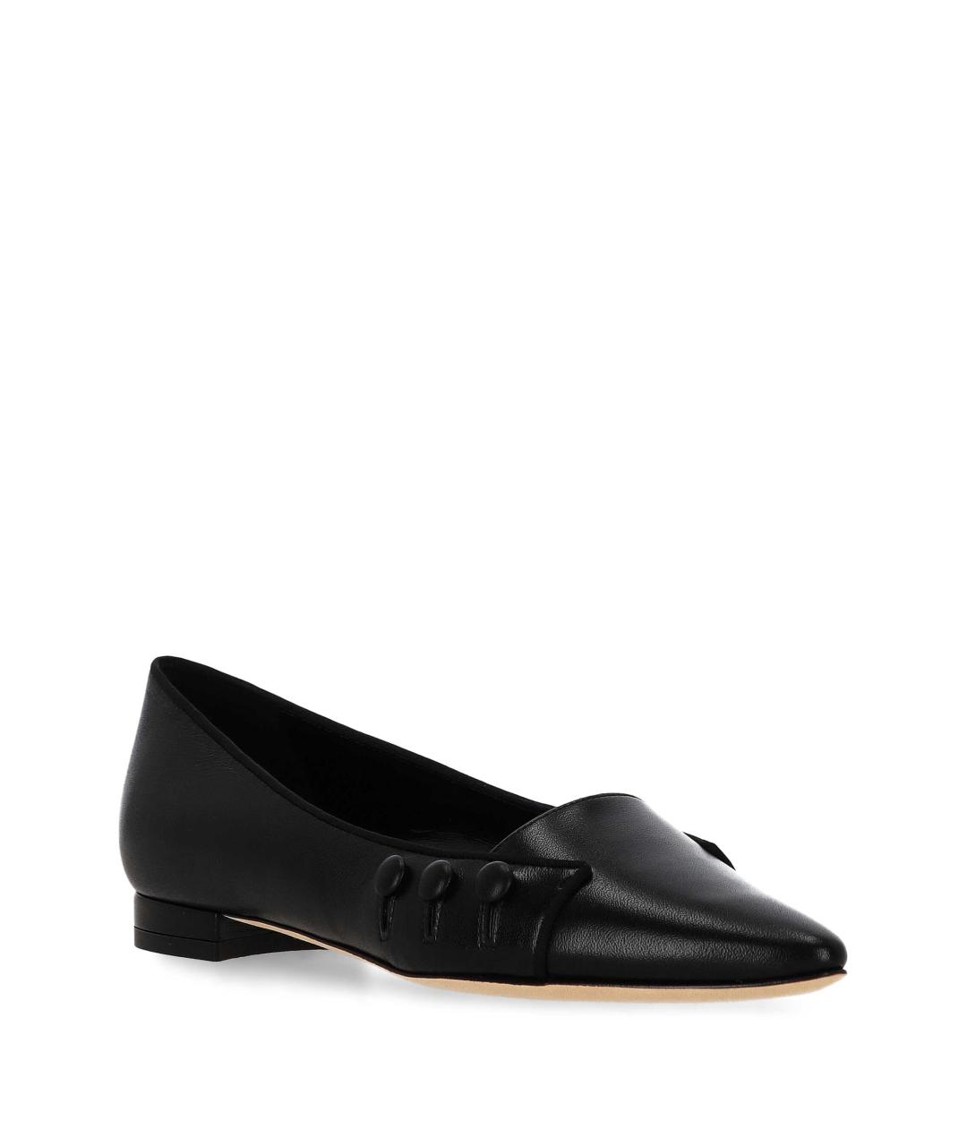 MANOLO BLAHNIK Черные кожаные балетки, фото 2