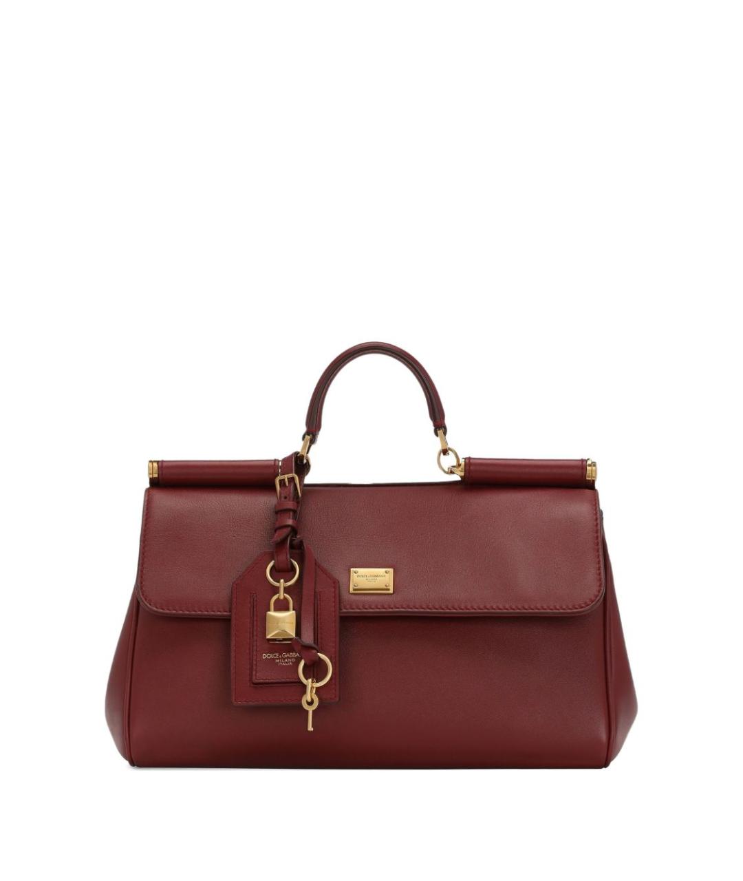 DOLCE&GABBANA Бордовая кожаная сумка с короткими ручками, фото 1