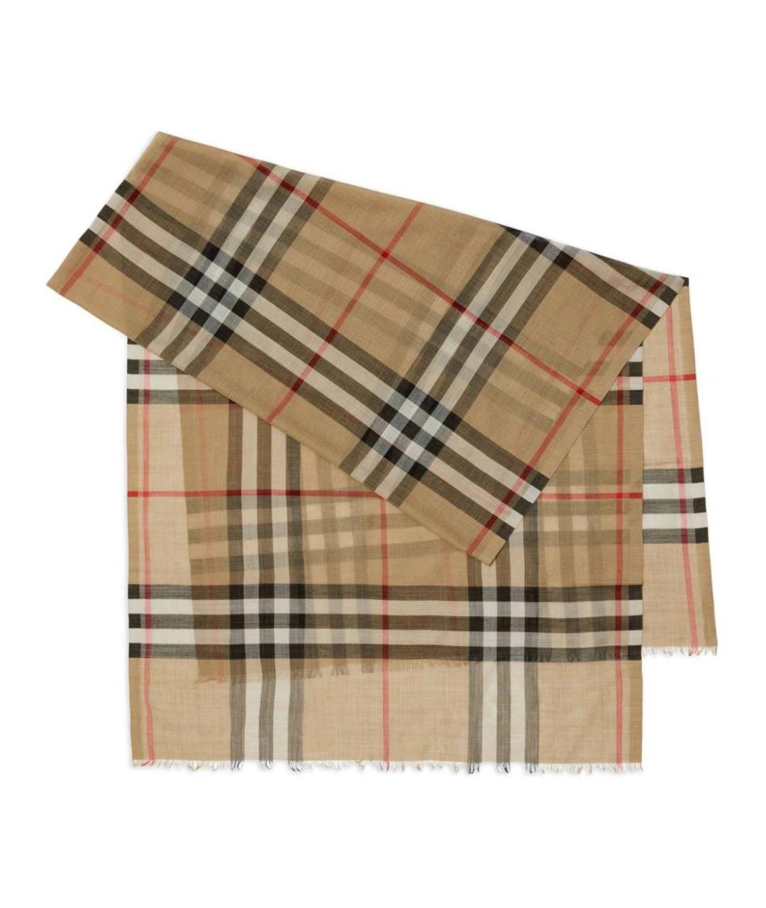 BURBERRY Бежевый шерстяной шарф, фото 1