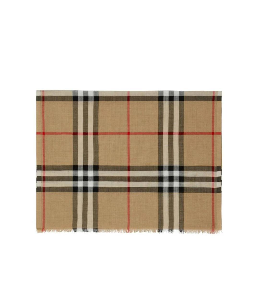 BURBERRY Бежевый шерстяной шарф, фото 2