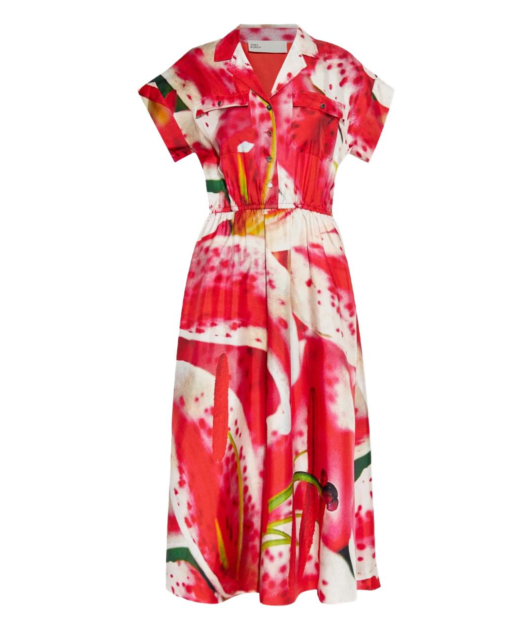 TORY BURCH Розовое шелковое повседневное платье, фото 1