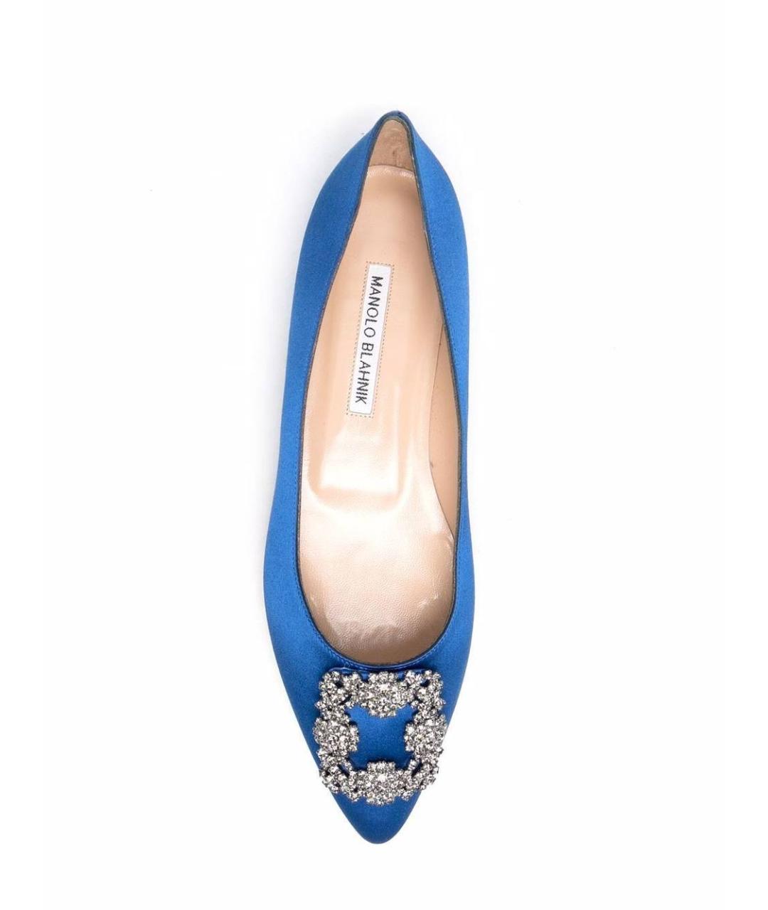 MANOLO BLAHNIK Синие текстильные балетки, фото 4