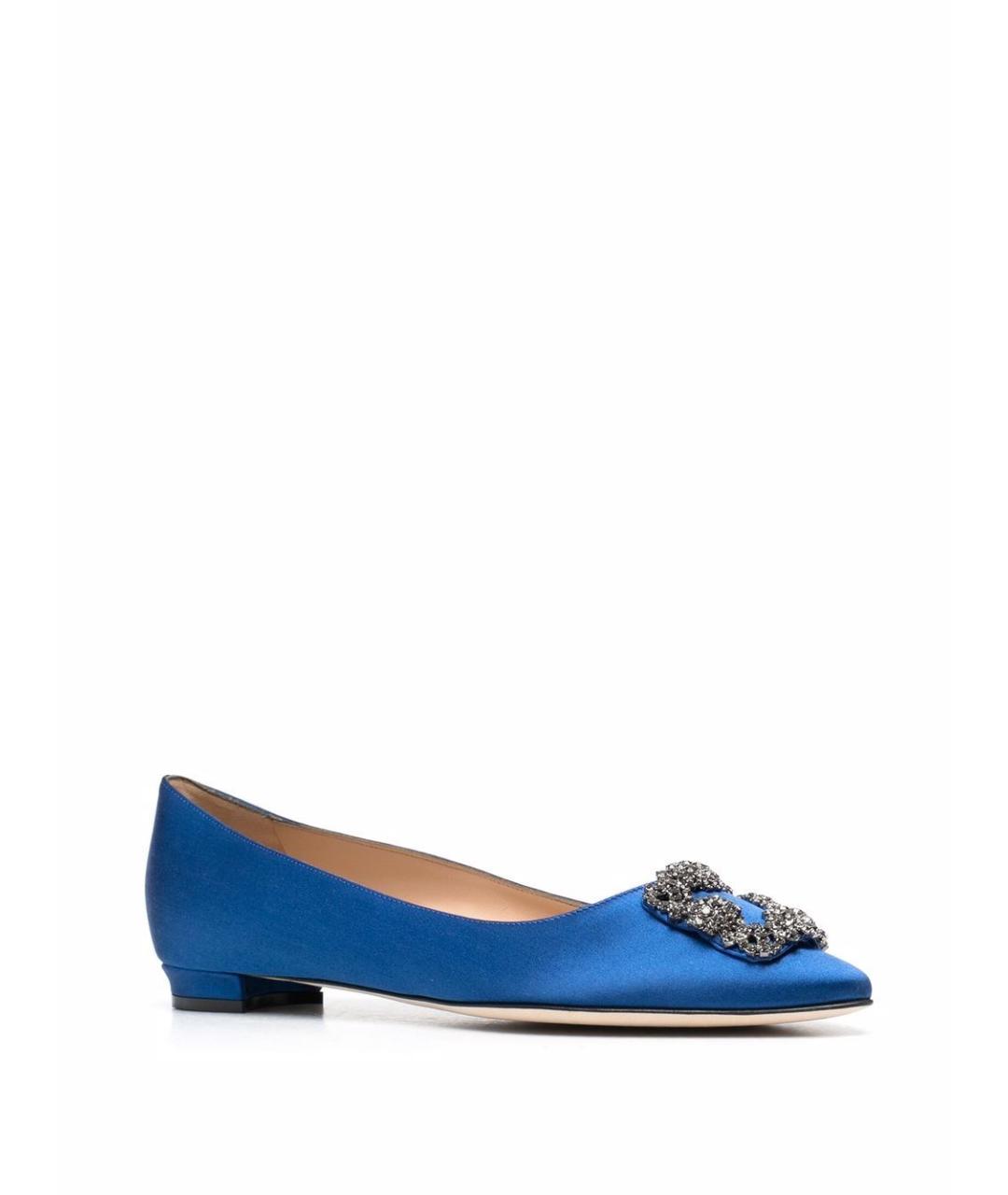 MANOLO BLAHNIK Синие текстильные балетки, фото 2