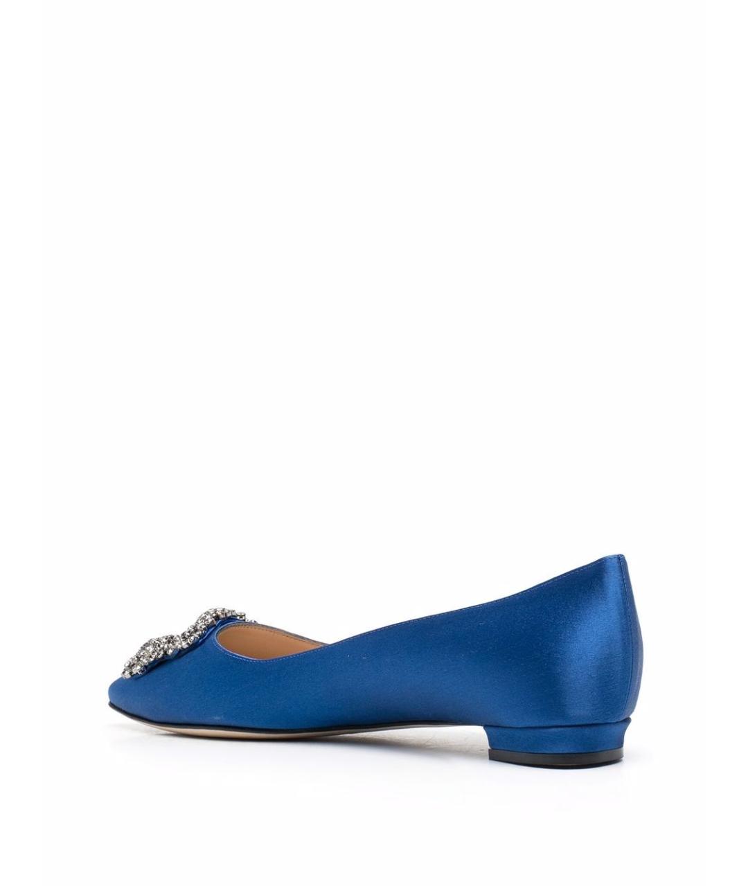 MANOLO BLAHNIK Синие текстильные балетки, фото 3