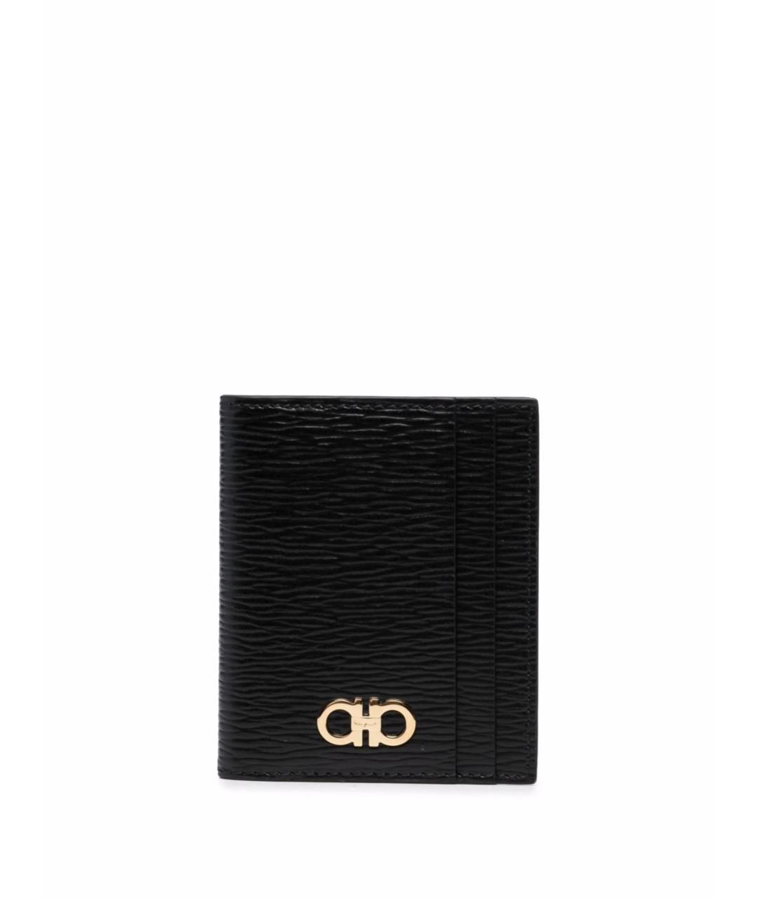 FERRAGAMO Черный кожаный кошелек, фото 1