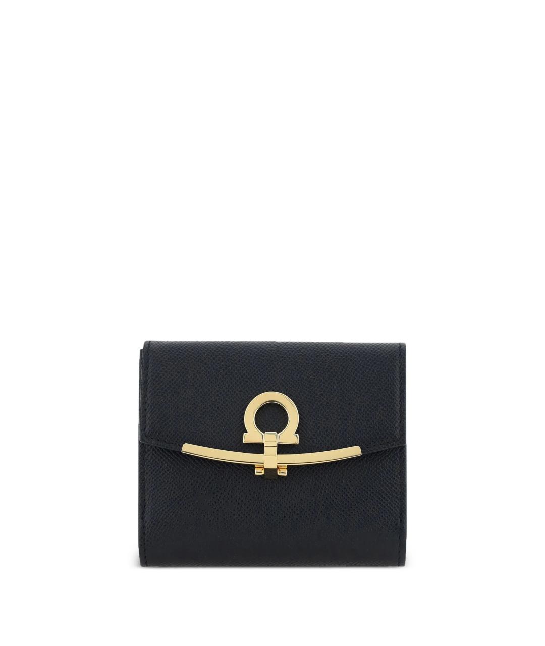 FERRAGAMO Черный кожаный кошелек, фото 1