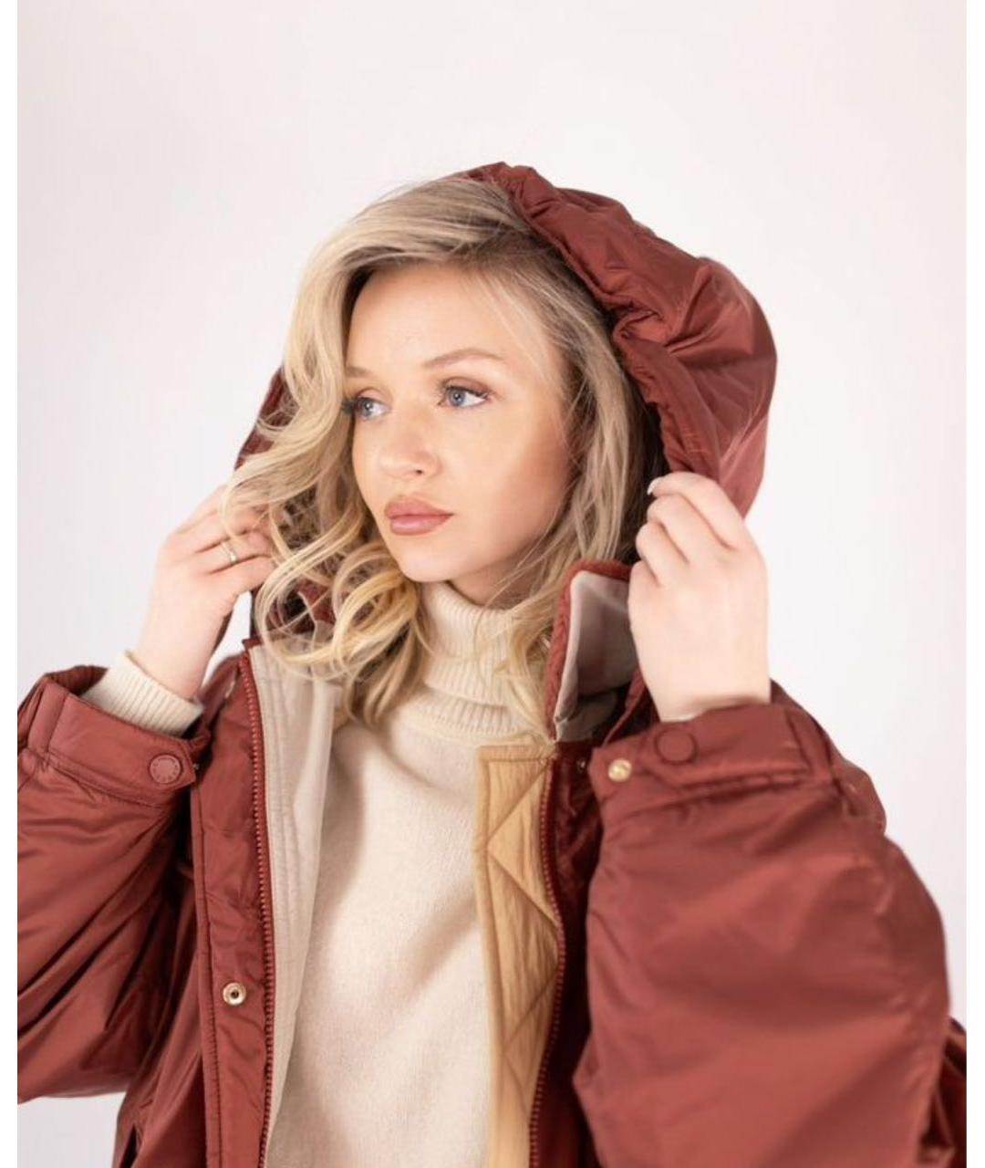 WEEKEND MAX MARA Бордовая полиэстеровая куртка, фото 5