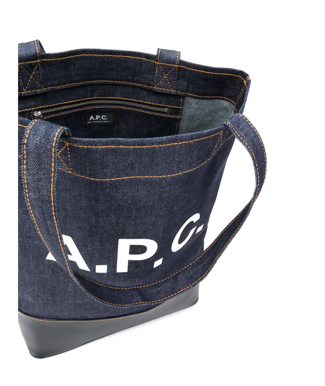 A.P.C. Синяя деним сумка тоут, фото 3