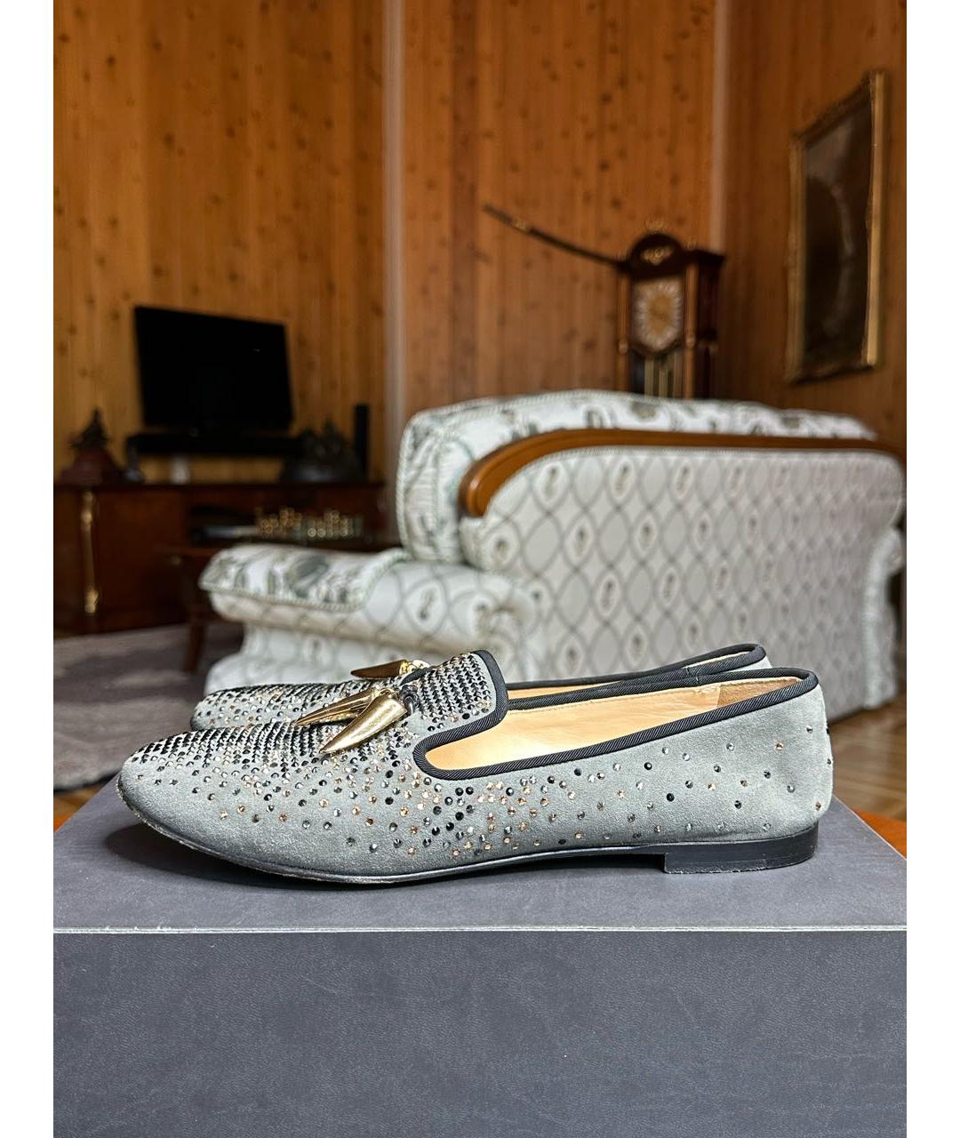 GIUSEPPE ZANOTTI DESIGN Серые замшевые мокасины, фото 5