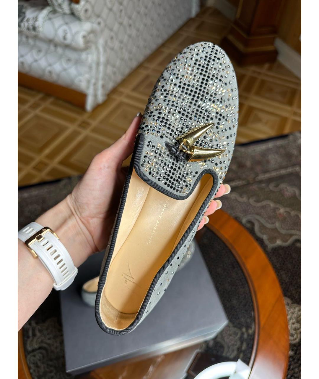 GIUSEPPE ZANOTTI DESIGN Серые замшевые мокасины, фото 7