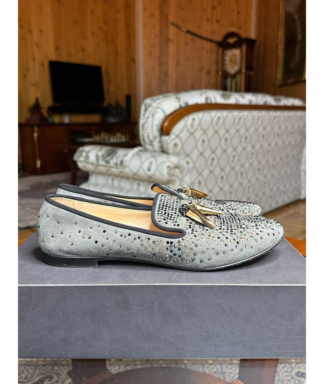 GIUSEPPE ZANOTTI DESIGN Серые замшевые мокасины, фото 9