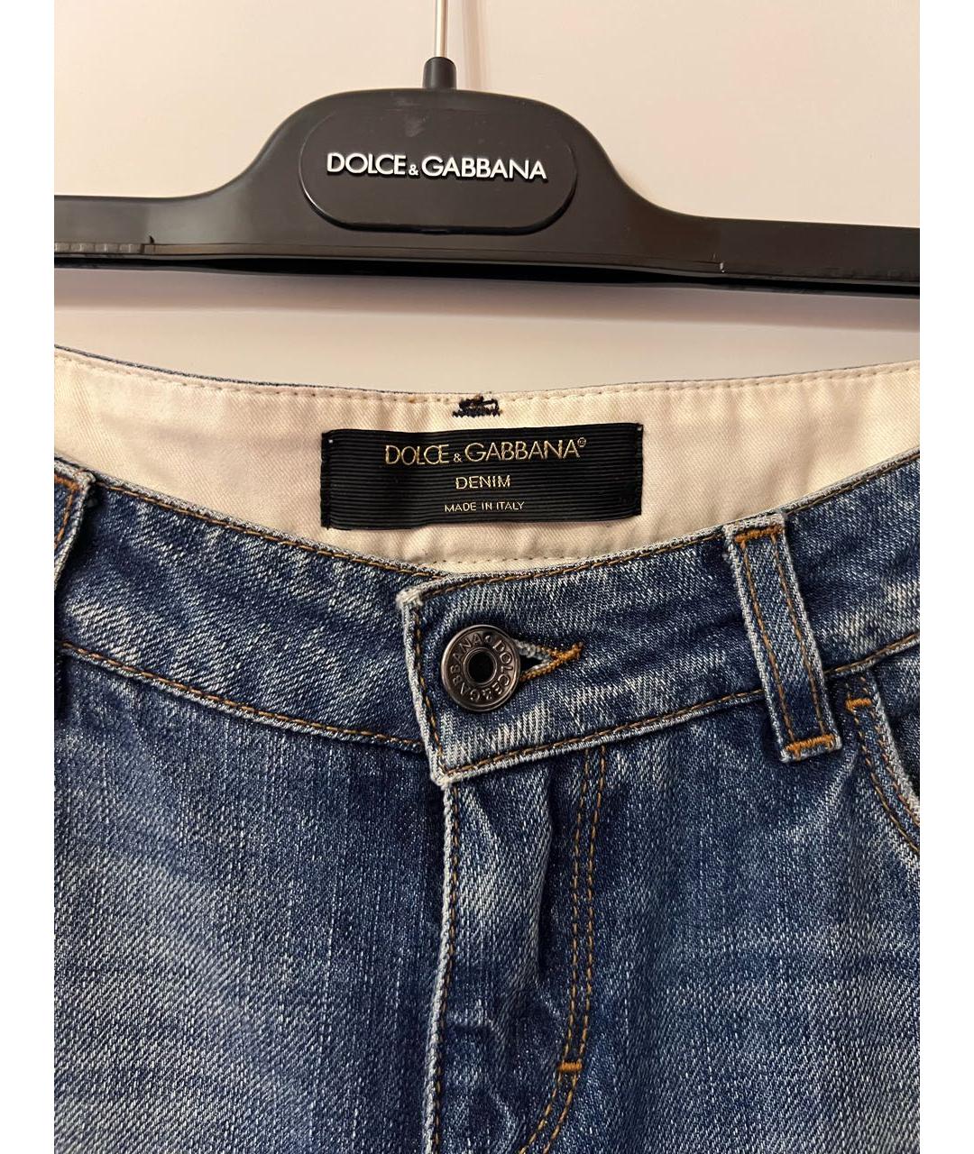 DOLCE&GABBANA Синие хлопковые прямые джинсы, фото 3
