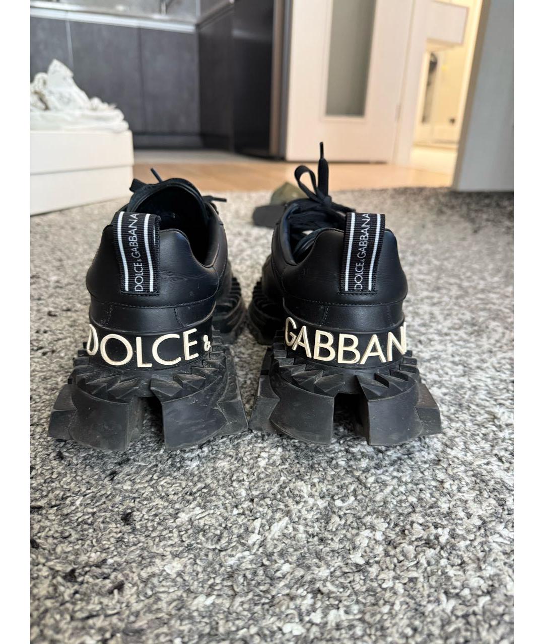 DOLCE&GABBANA Черные кожаные низкие кроссовки / кеды, фото 4