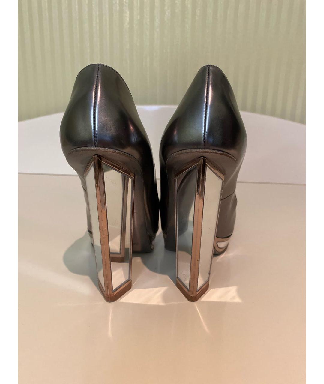 SAINT LAURENT Серебряные кожаные туфли, фото 4