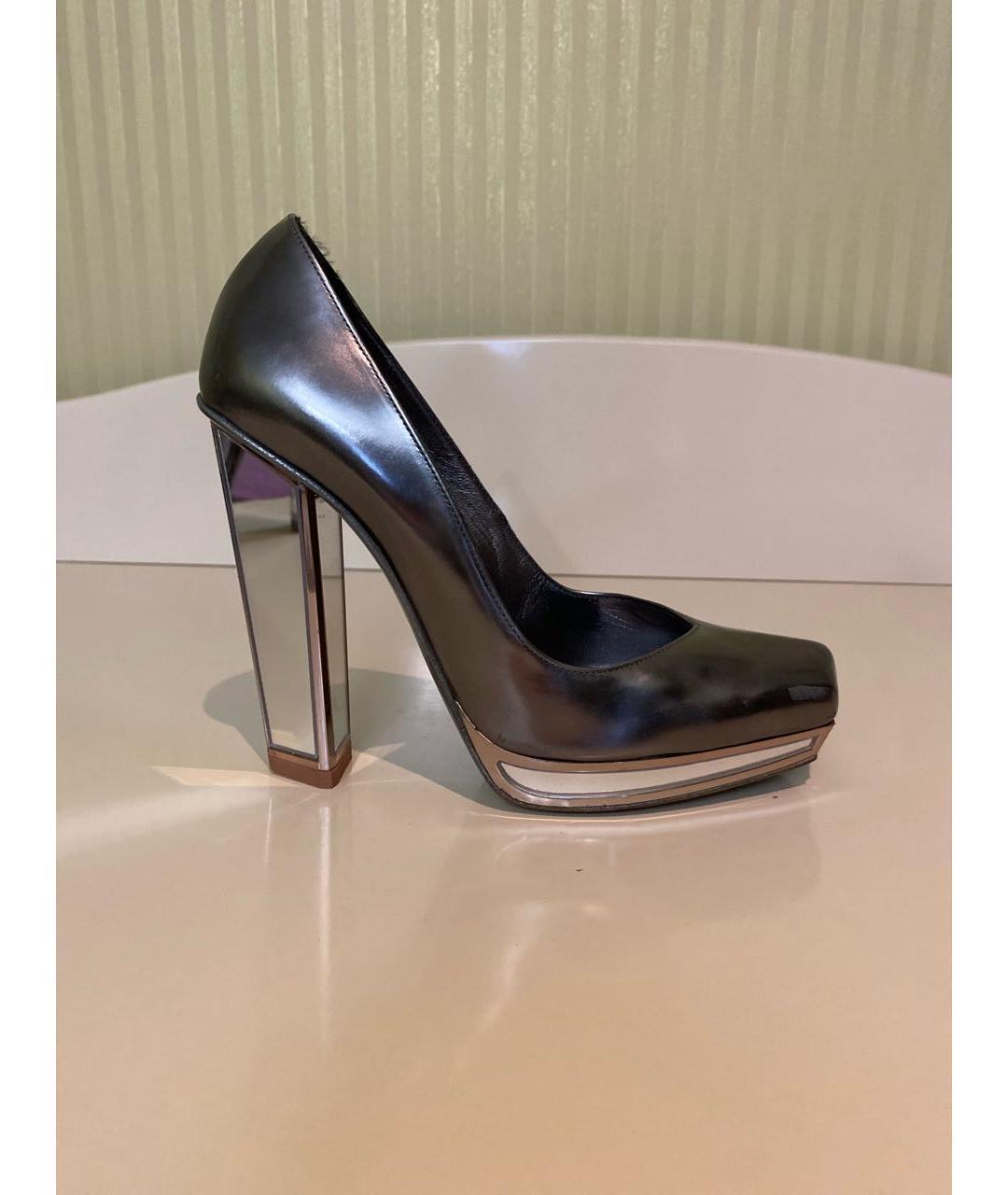 SAINT LAURENT Серебряные кожаные туфли, фото 5