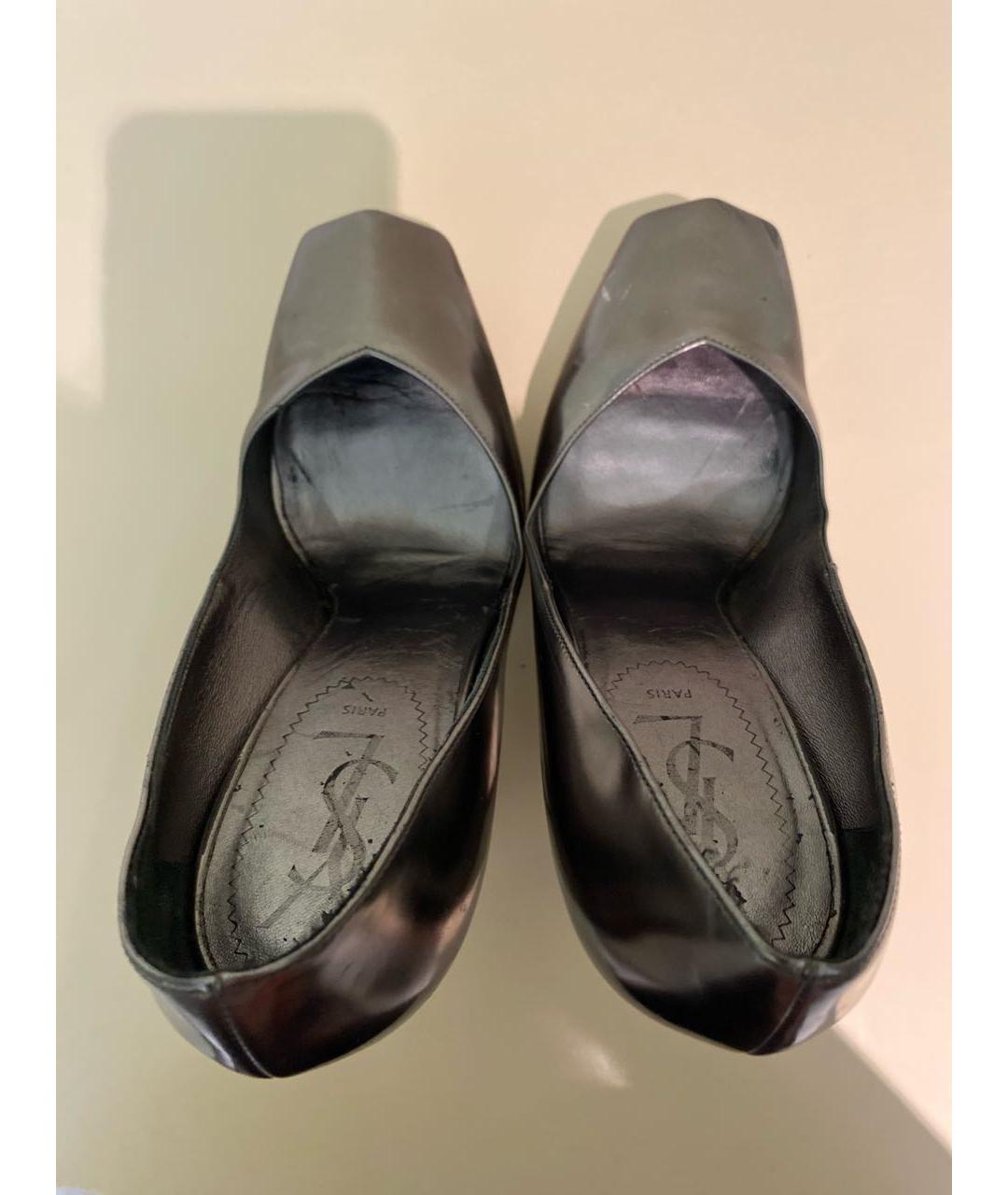 SAINT LAURENT Серебряные кожаные туфли, фото 3