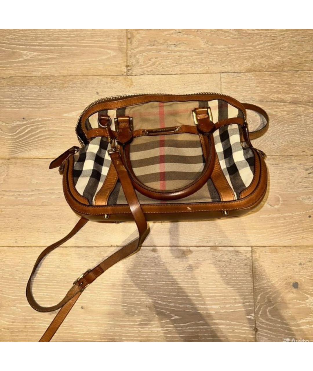 BURBERRY Коричневая кожаная сумка с короткими ручками, фото 6