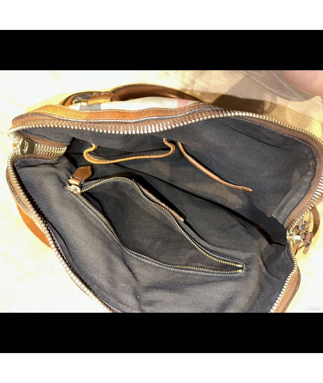 BURBERRY Коричневая кожаная сумка с короткими ручками, фото 4