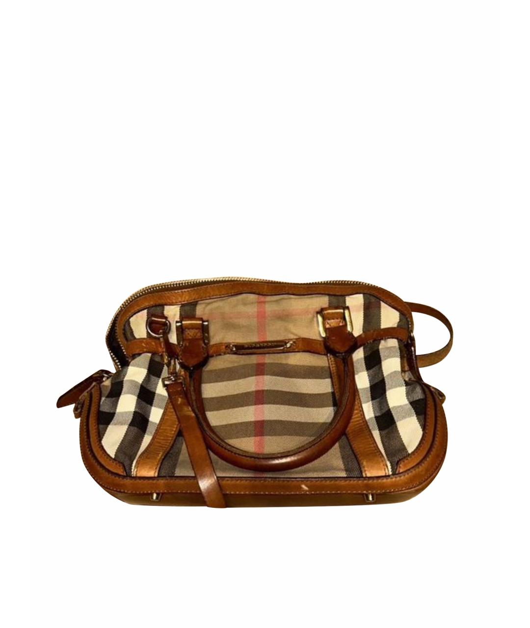 BURBERRY Коричневая кожаная сумка с короткими ручками, фото 1