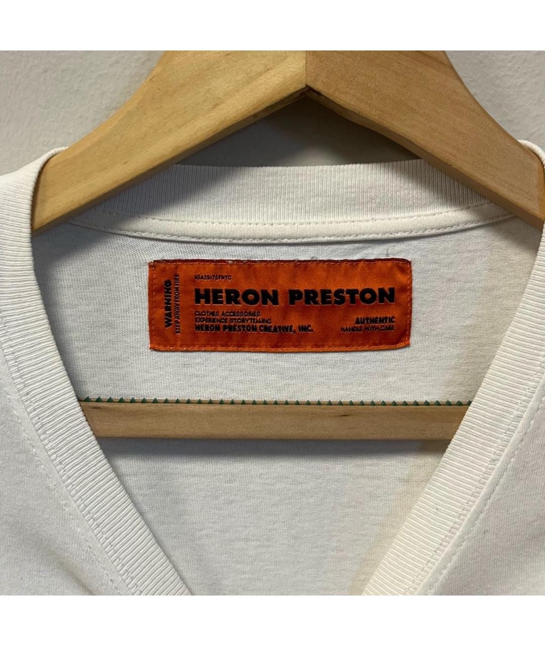 HERON PRESTON Белая хлопковая футболка, фото 5