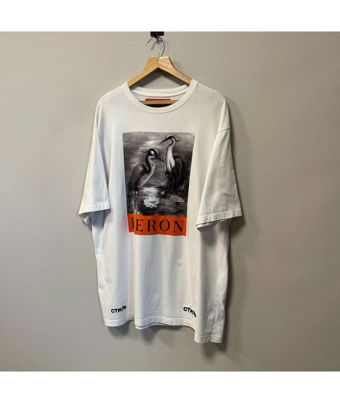 HERON PRESTON Белая хлопковая футболка, фото 3