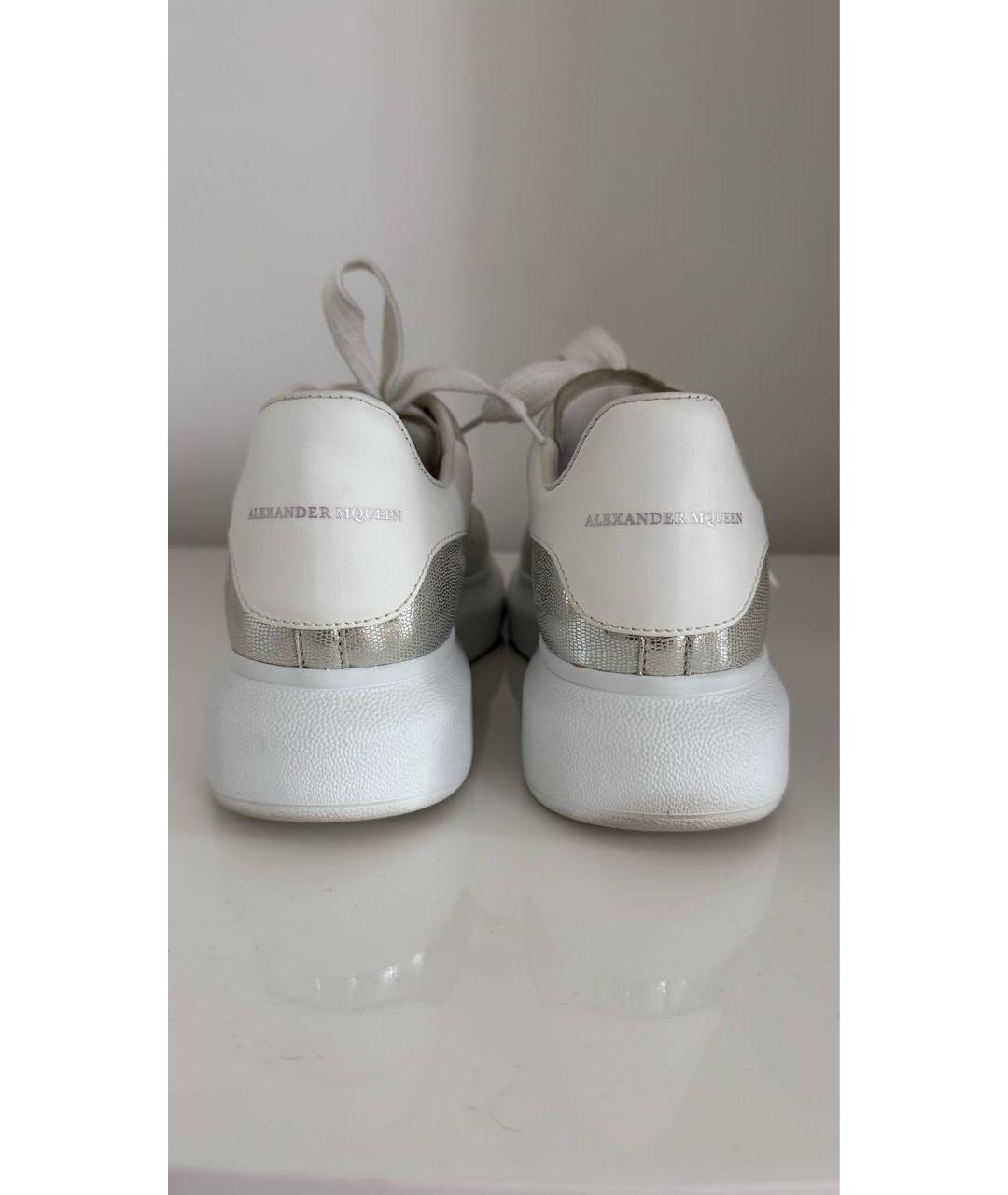 ALEXANDER MCQUEEN Серебряные кожаные кроссовки, фото 4
