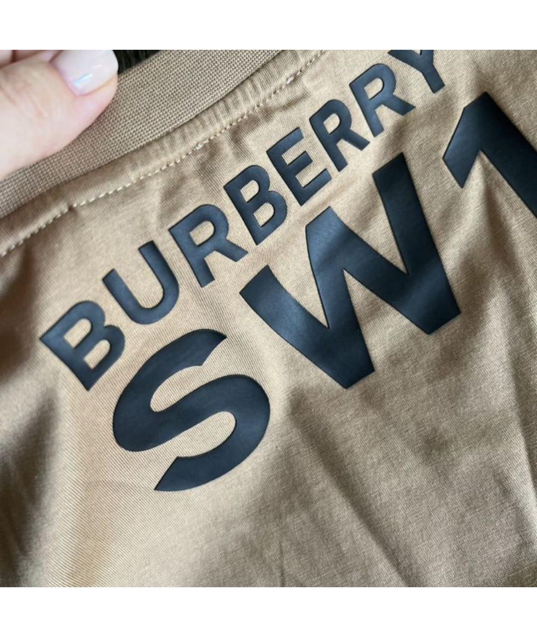 BURBERRY Коричневая хлопковая футболка, фото 7