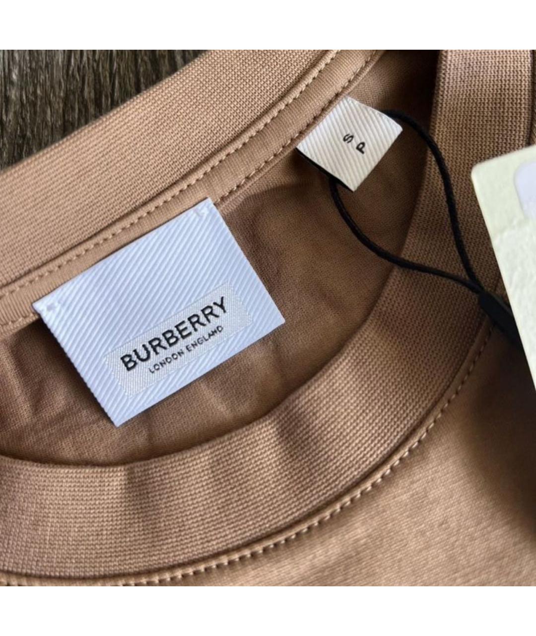 BURBERRY Коричневая хлопковая футболка, фото 8