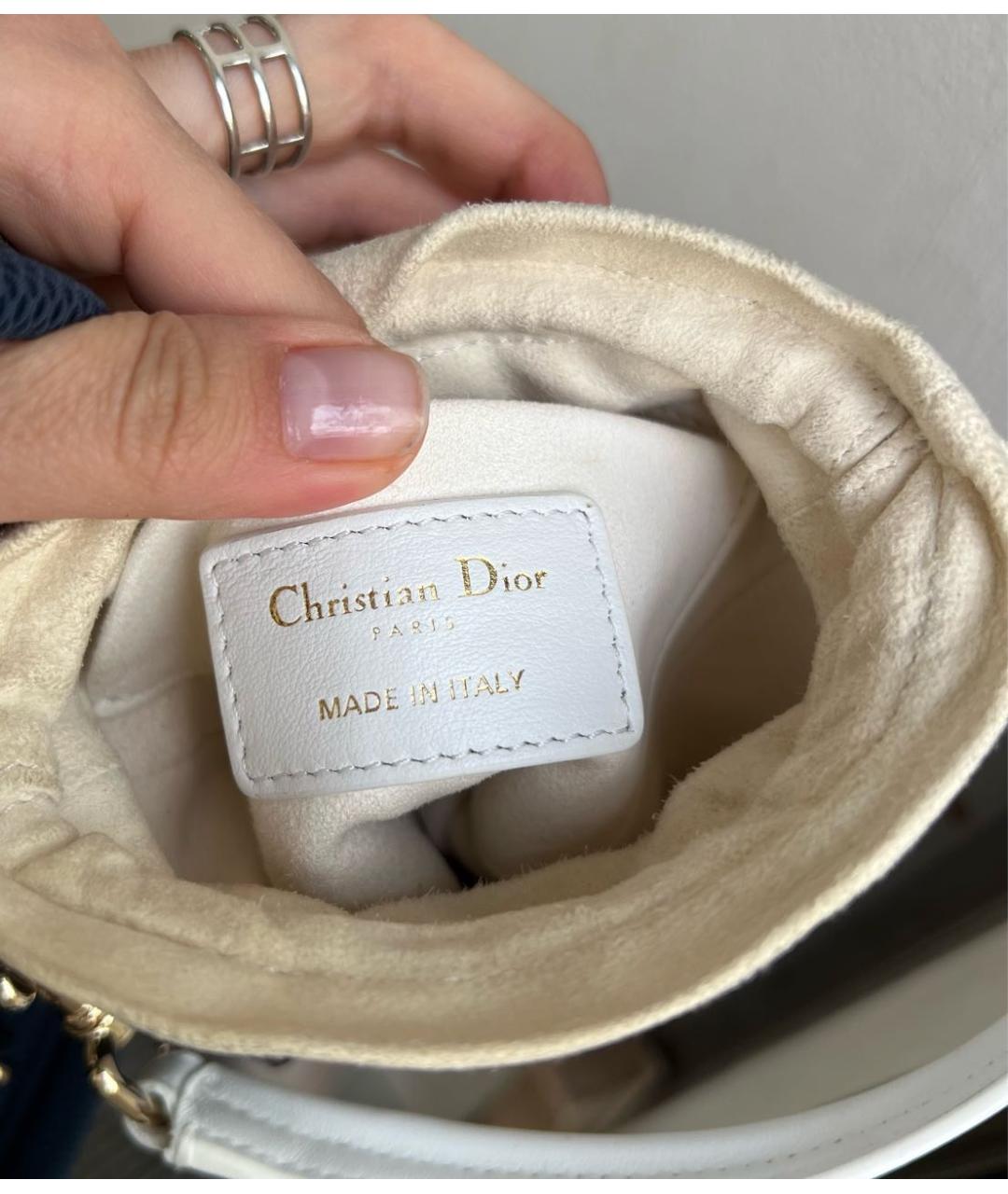 CHRISTIAN DIOR Белая кожаная сумка через плечо, фото 6