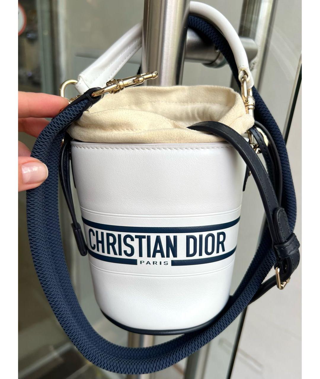 CHRISTIAN DIOR Белая кожаная сумка через плечо, фото 8