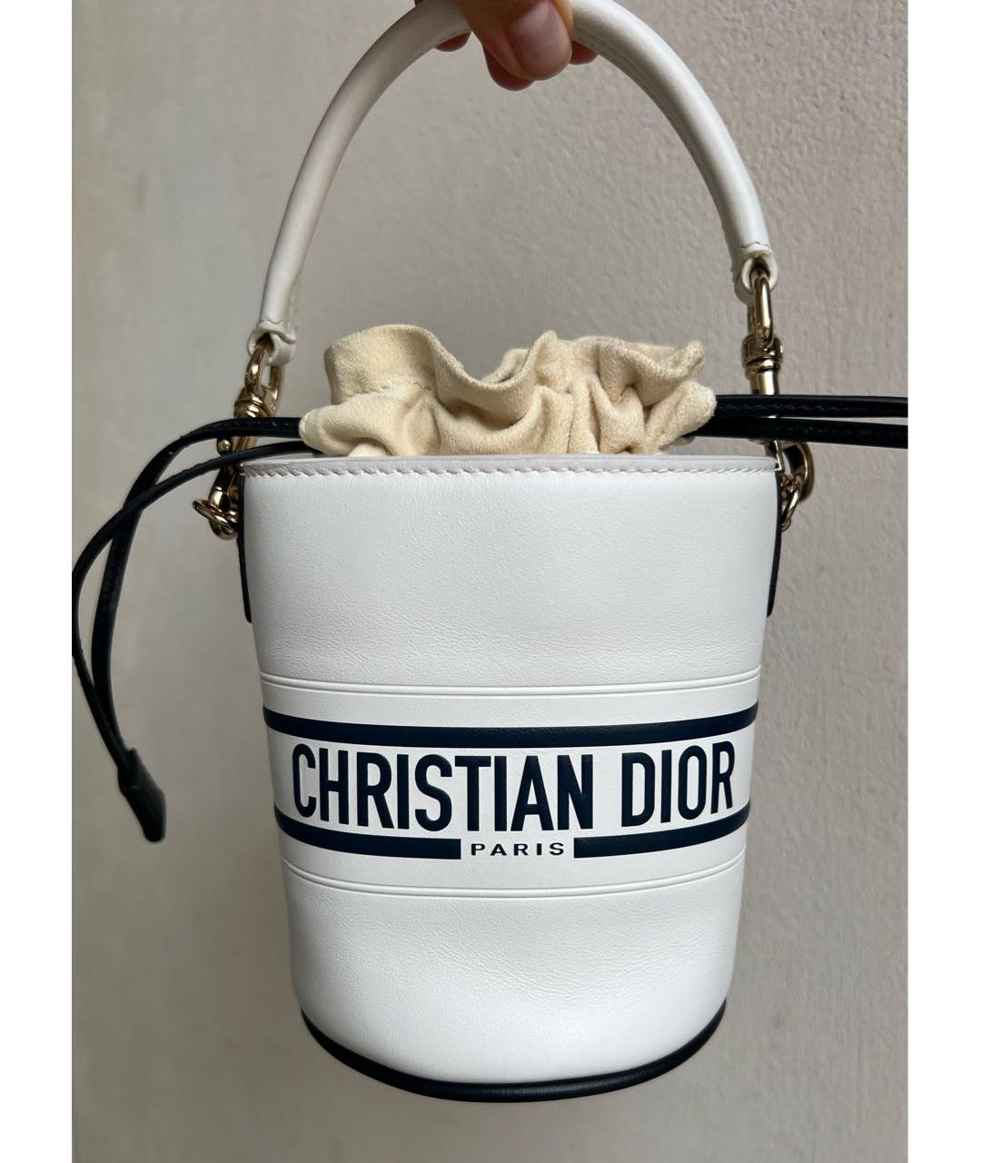 CHRISTIAN DIOR Белая кожаная сумка через плечо, фото 2