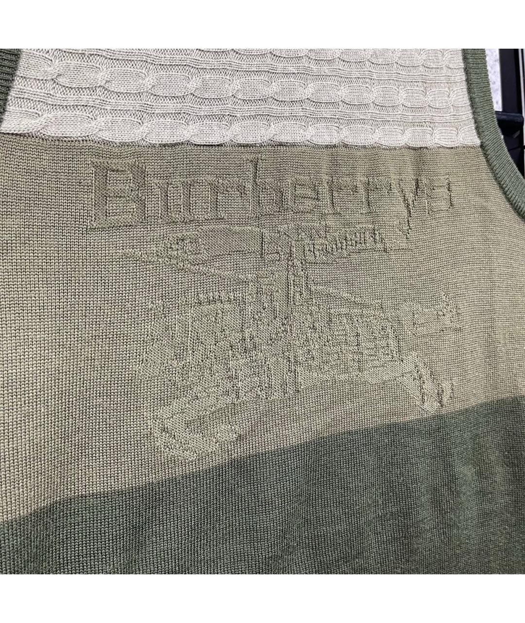 BURBERRY Зеленая шерстяная жилетка, фото 3