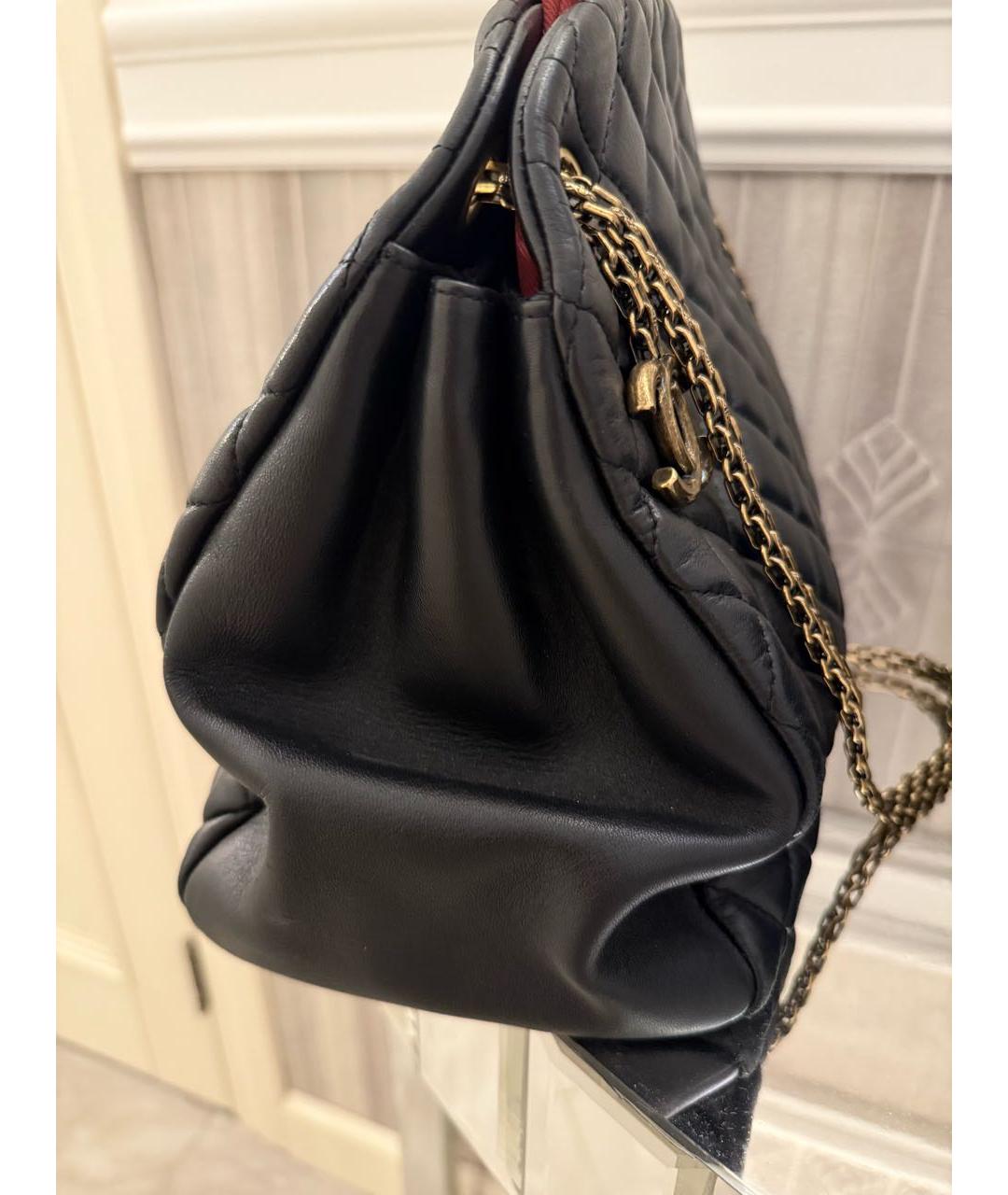 CHANEL Черная кожаная сумка тоут, фото 6