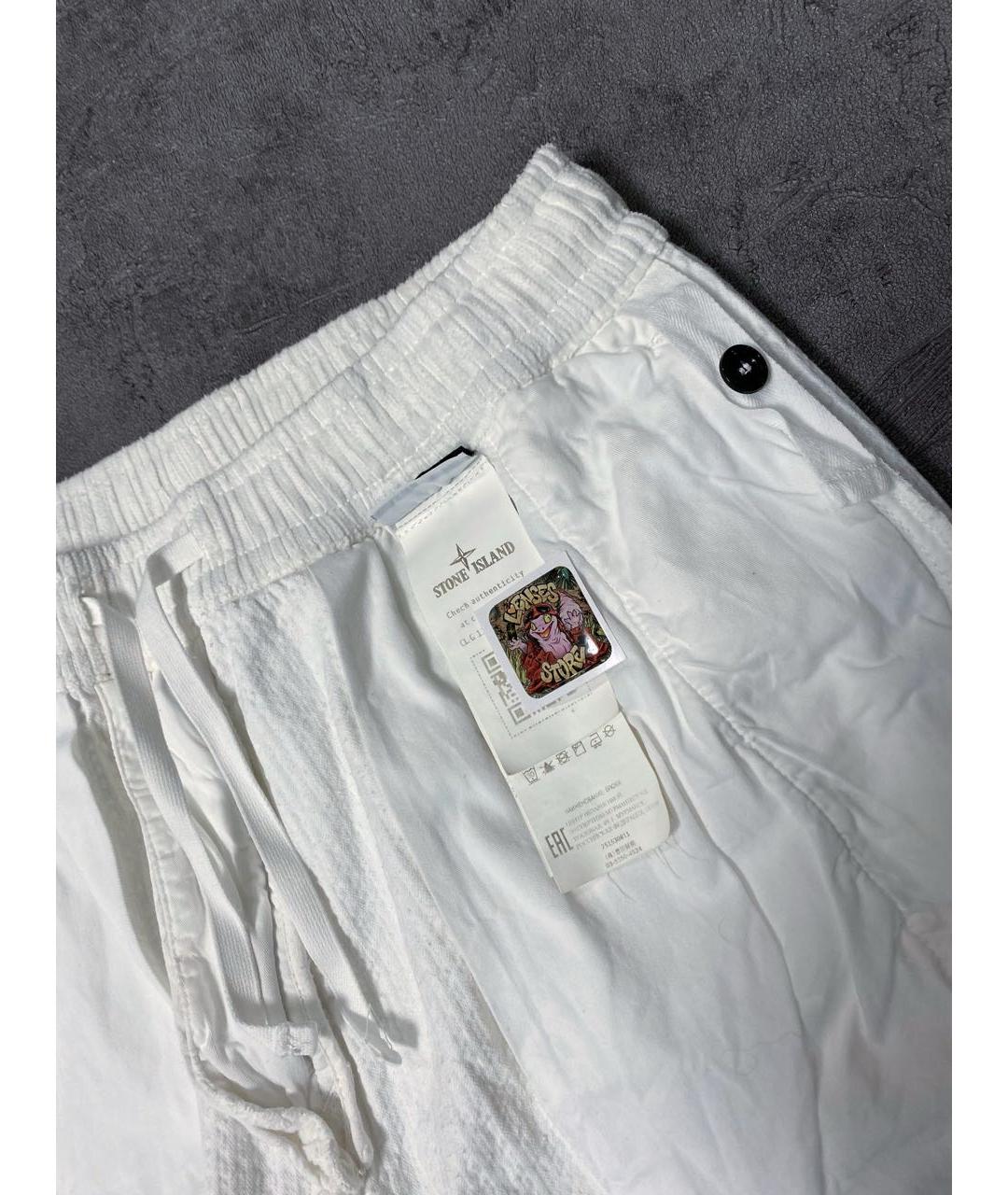 STONE ISLAND Белые хлопковые повседневные брюки, фото 7