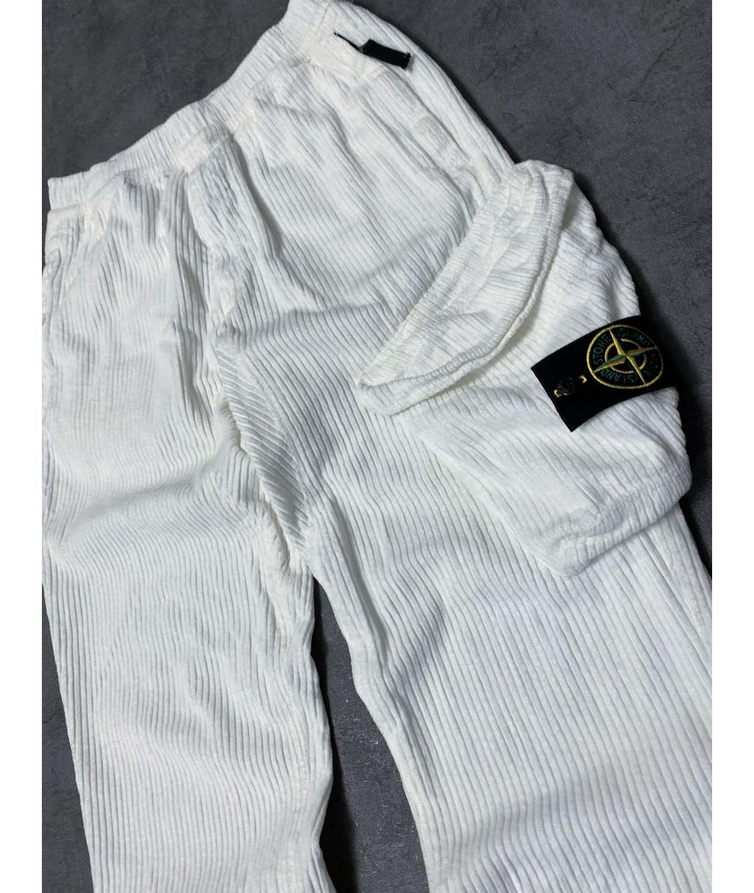 STONE ISLAND Белые хлопковые повседневные брюки, фото 2