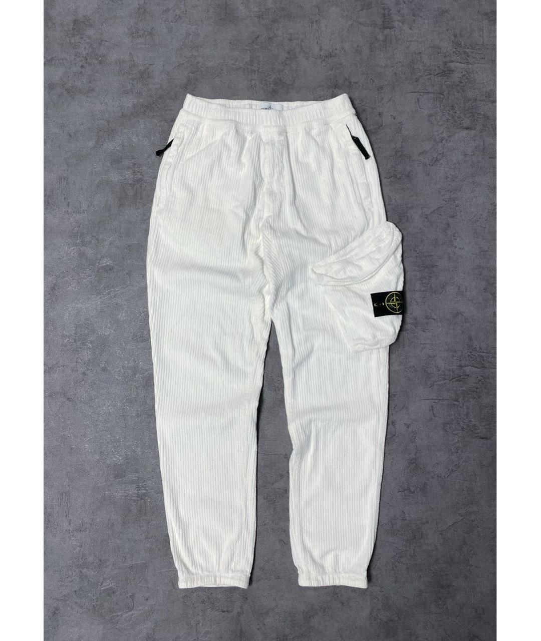 STONE ISLAND Белые хлопковые повседневные брюки, фото 9