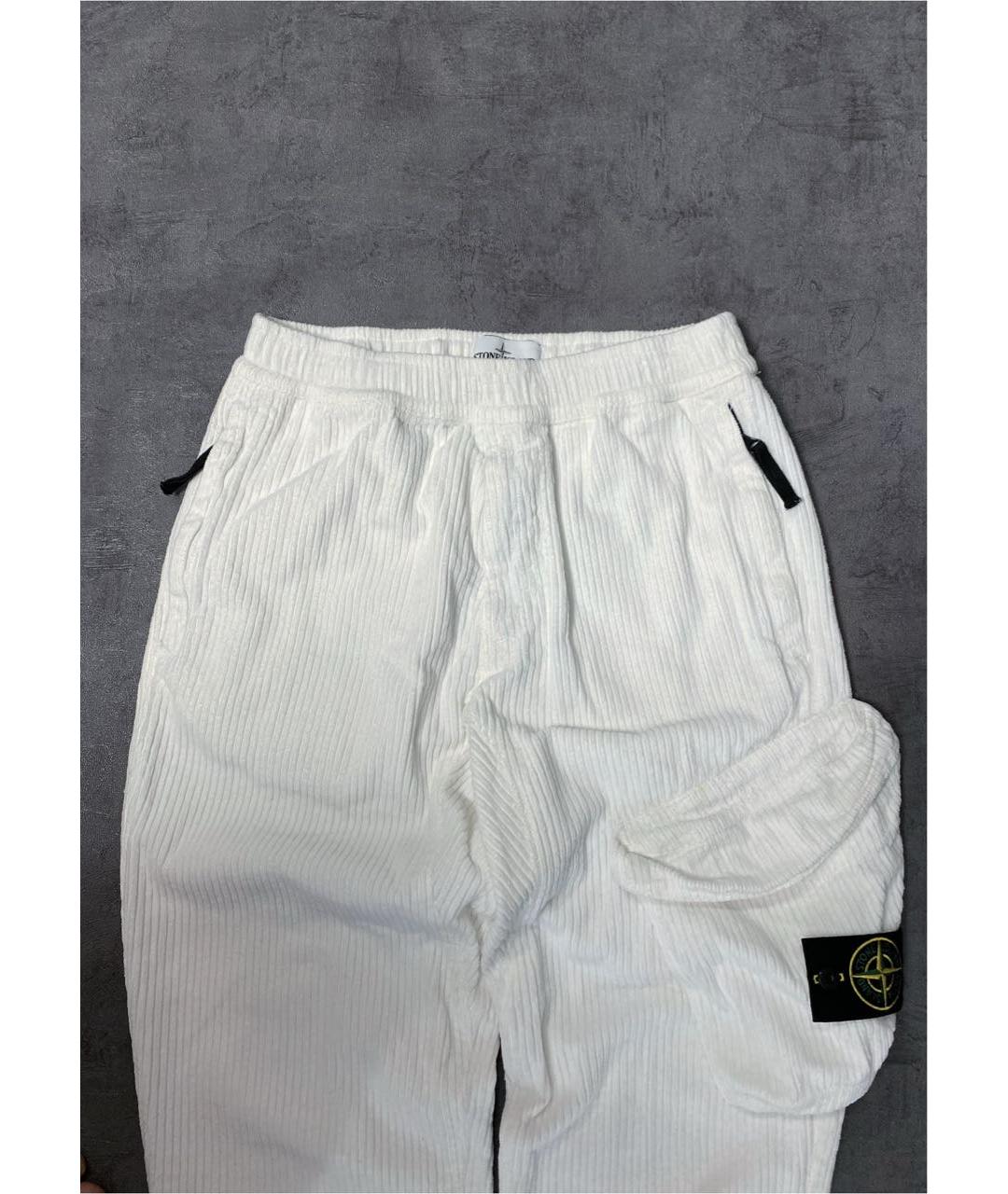 STONE ISLAND Белые хлопковые повседневные брюки, фото 6
