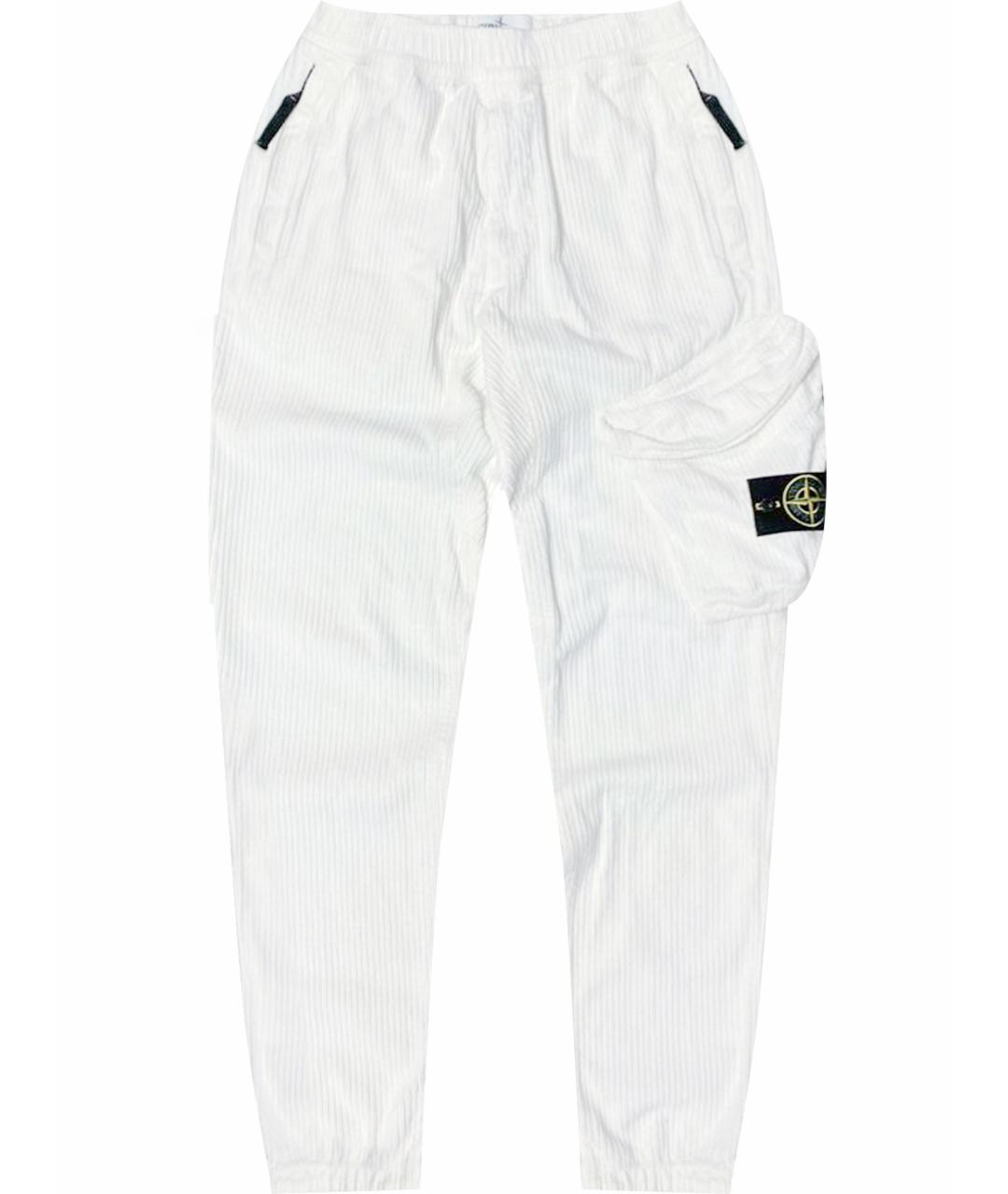 STONE ISLAND Белые хлопковые повседневные брюки, фото 1
