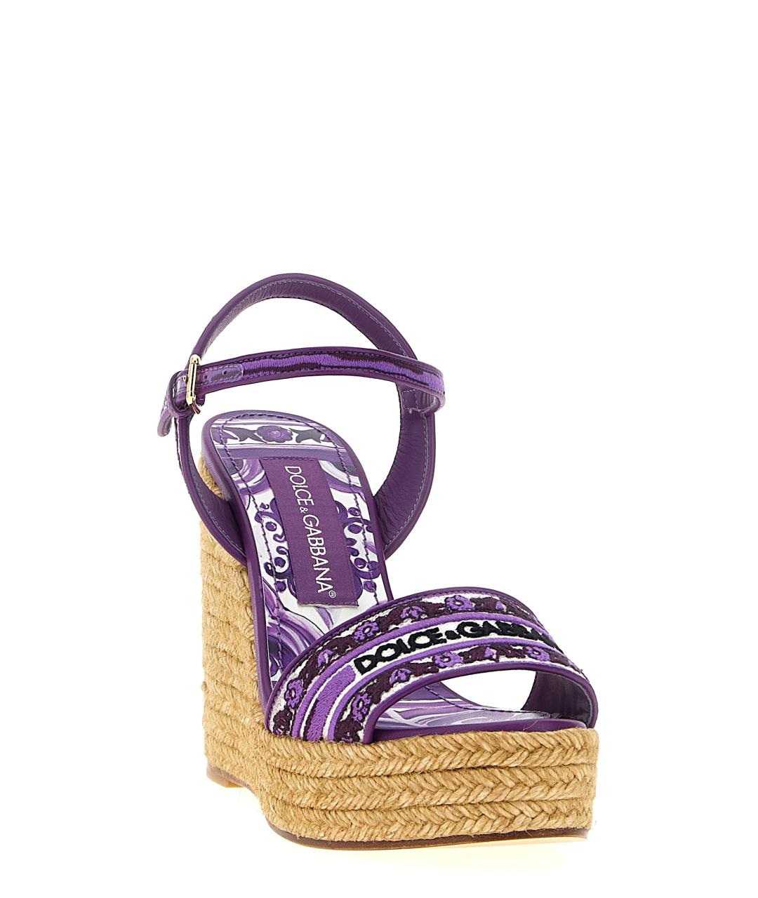 DOLCE&GABBANA Фиолетовые текстильные босоножки, фото 2