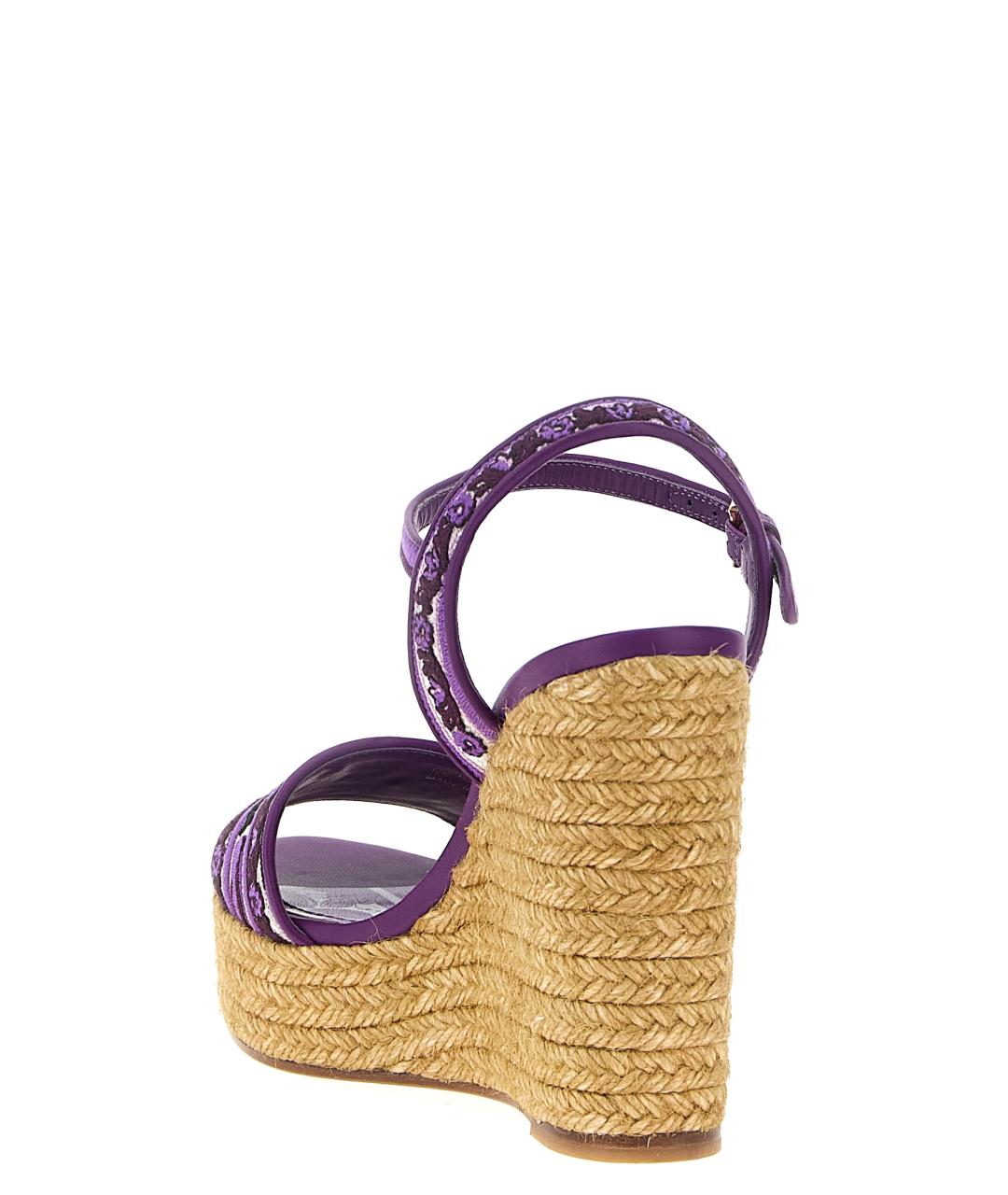 DOLCE&GABBANA Фиолетовые текстильные босоножки, фото 3