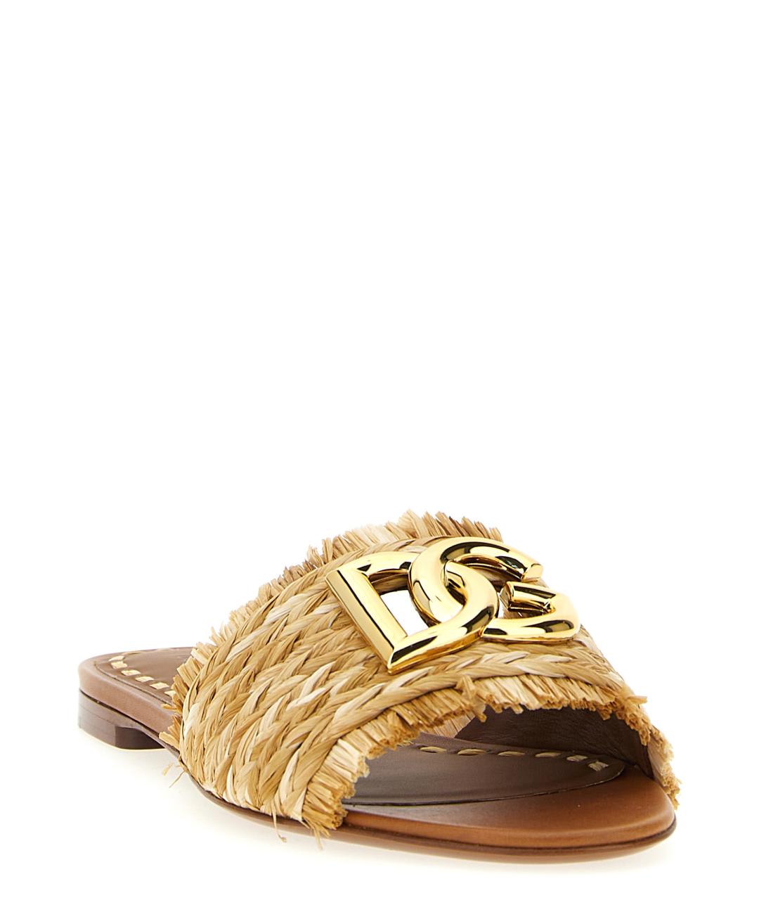 DOLCE&GABBANA Бежевые шлепанцы, фото 2