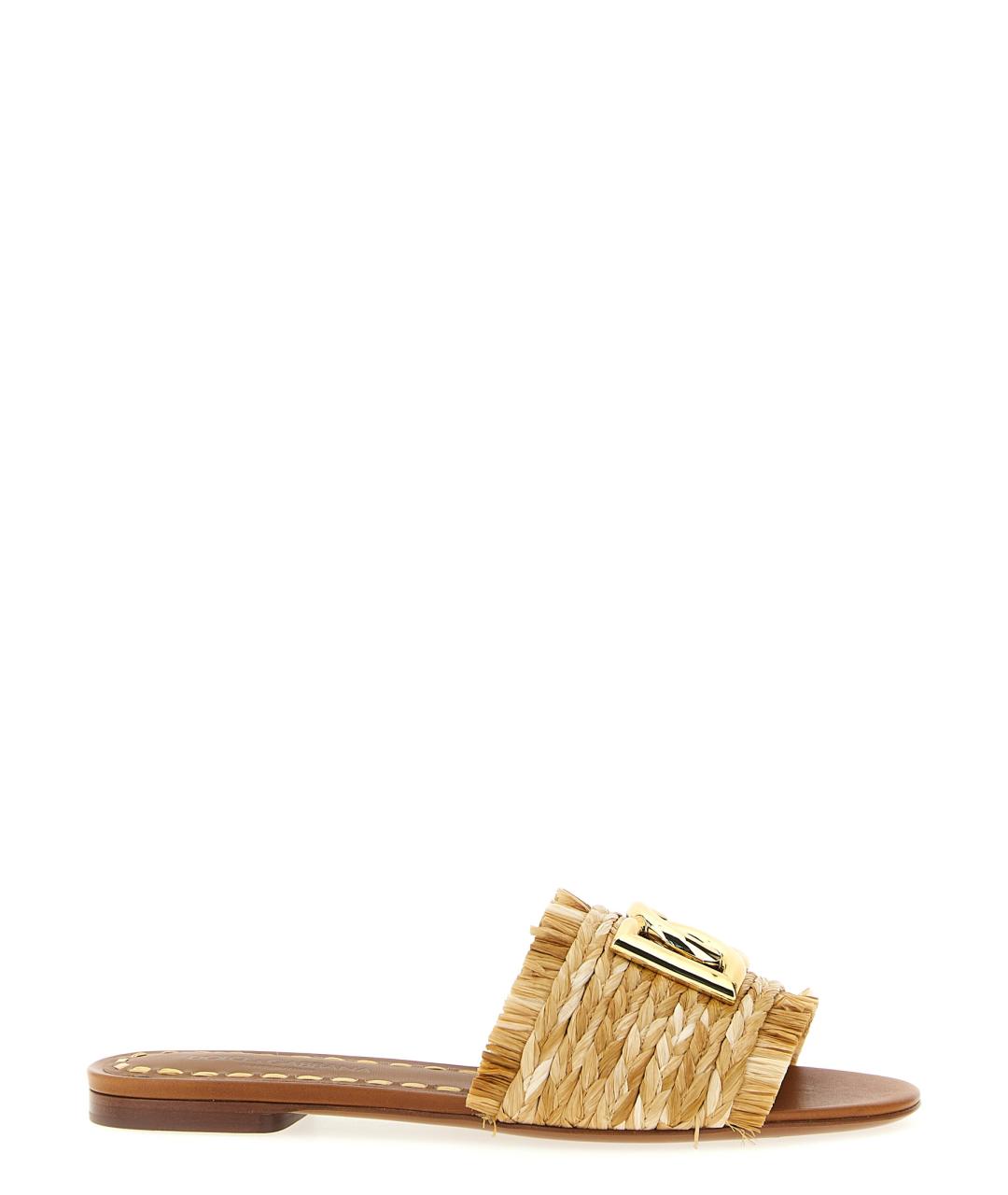 DOLCE&GABBANA Бежевые шлепанцы, фото 1
