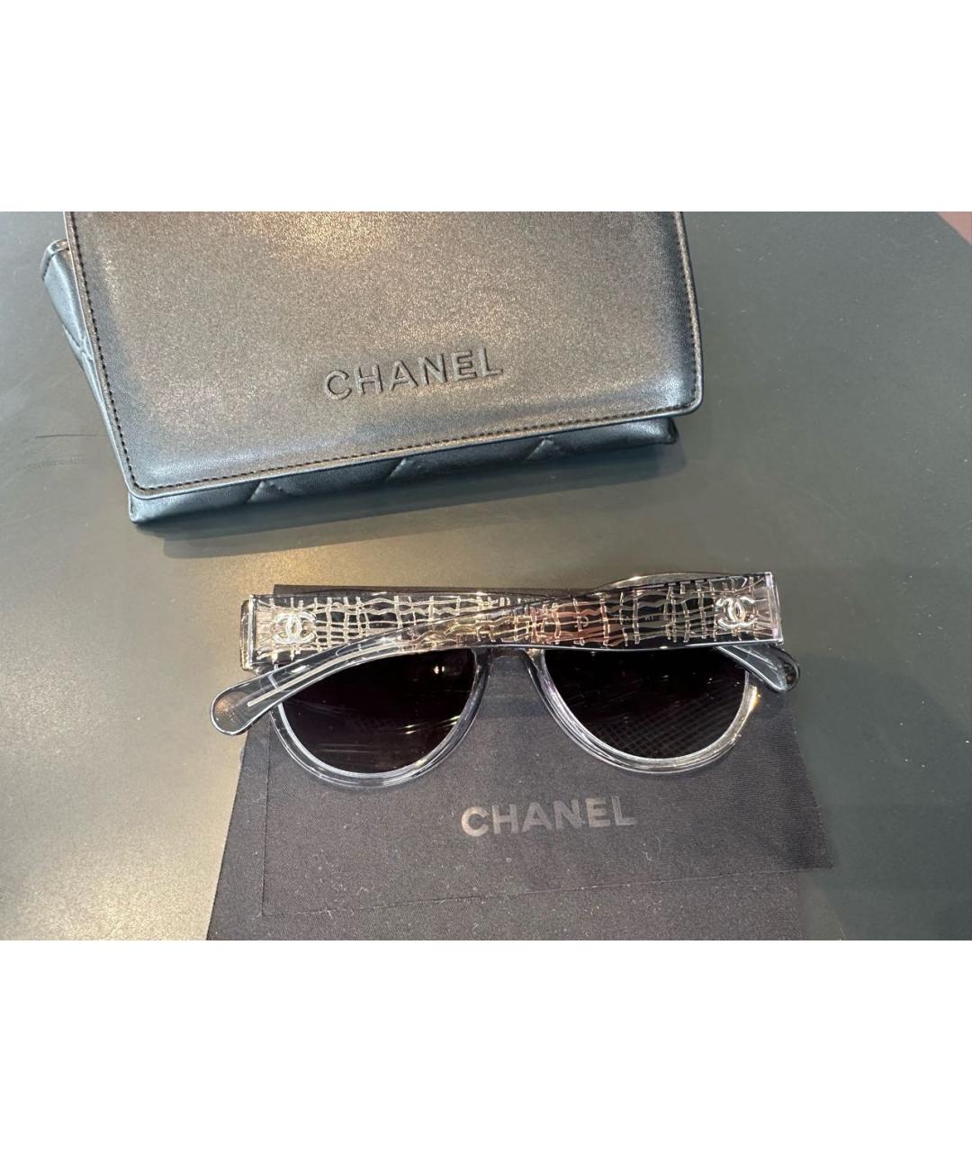 CHANEL Антрацитовые пластиковые солнцезащитные очки, фото 6