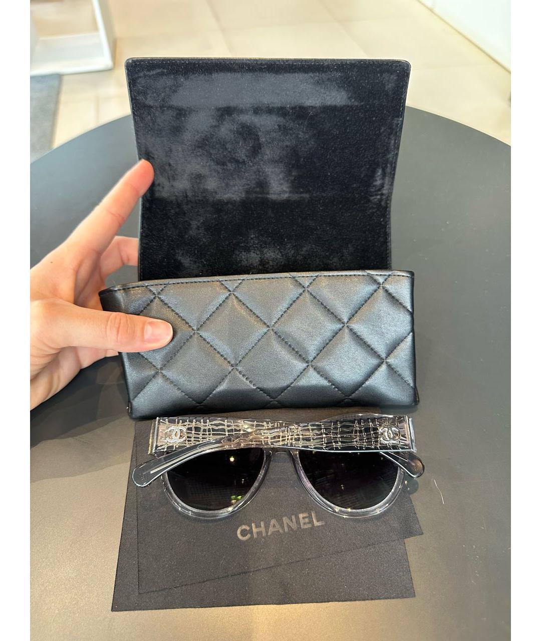 CHANEL Антрацитовые пластиковые солнцезащитные очки, фото 4