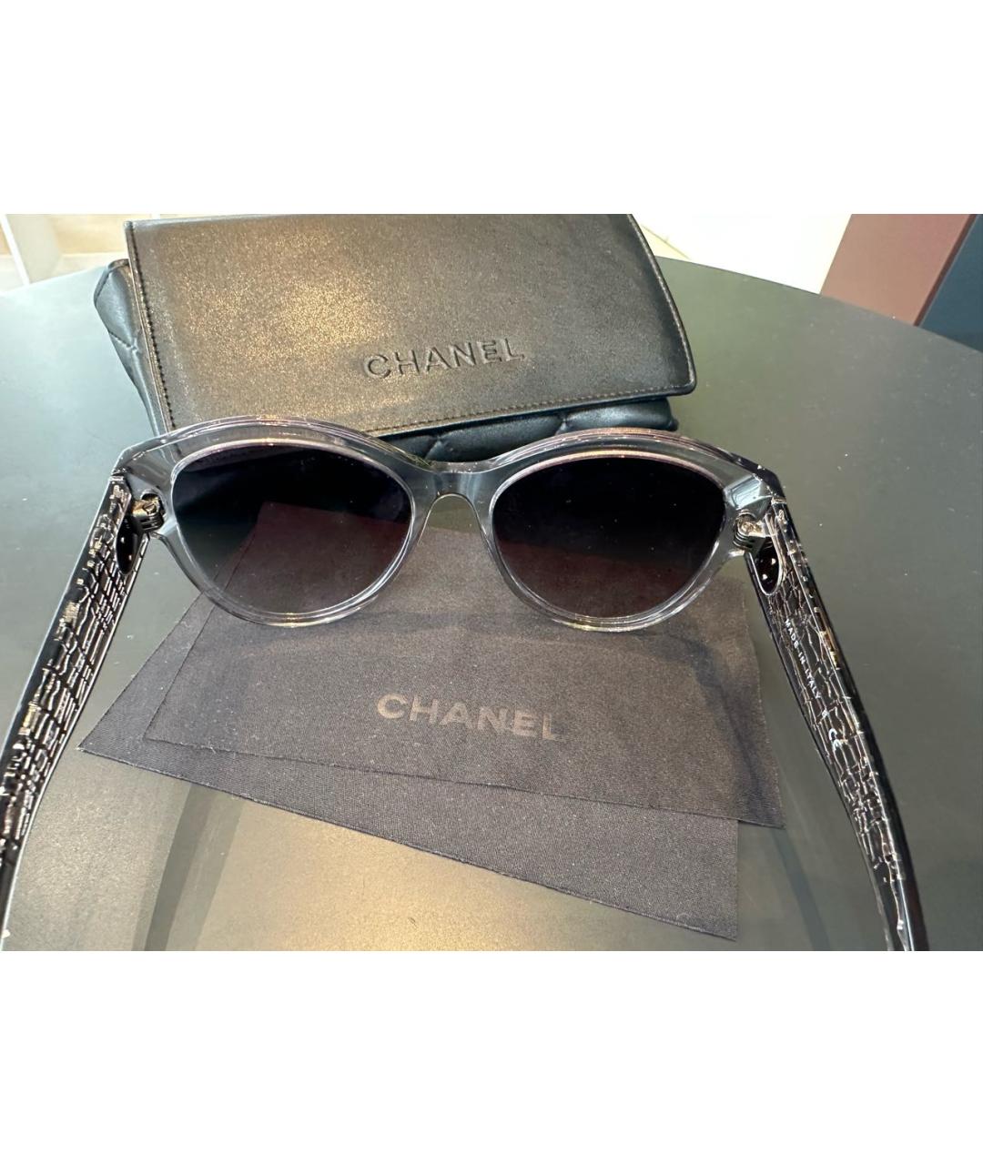 CHANEL Антрацитовые пластиковые солнцезащитные очки, фото 5