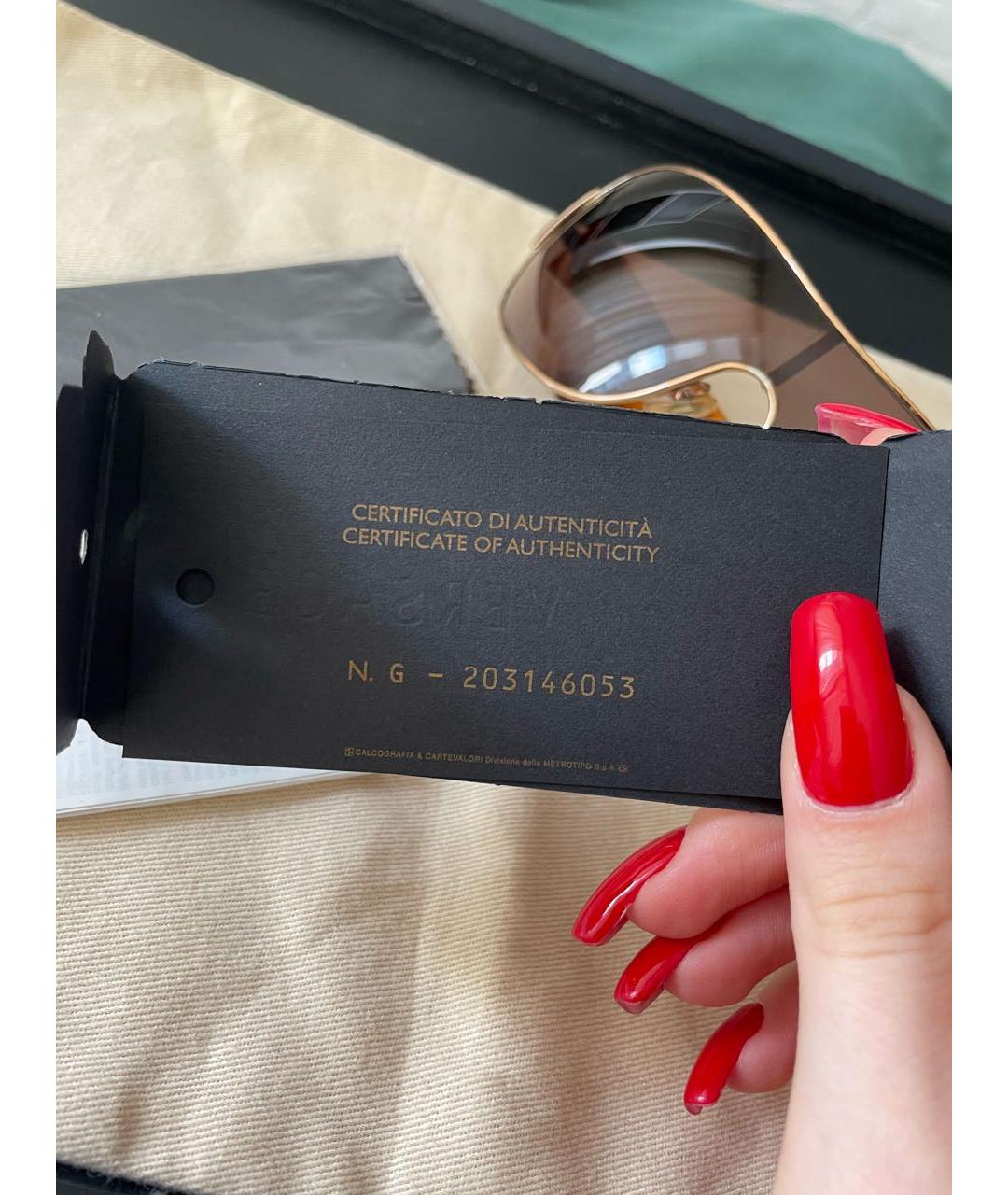VERSACE Золотые металлические солнцезащитные очки, фото 6