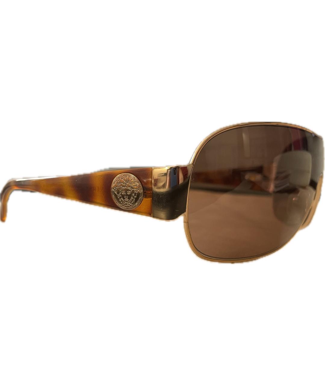 VERSACE Золотые металлические солнцезащитные очки, фото 3